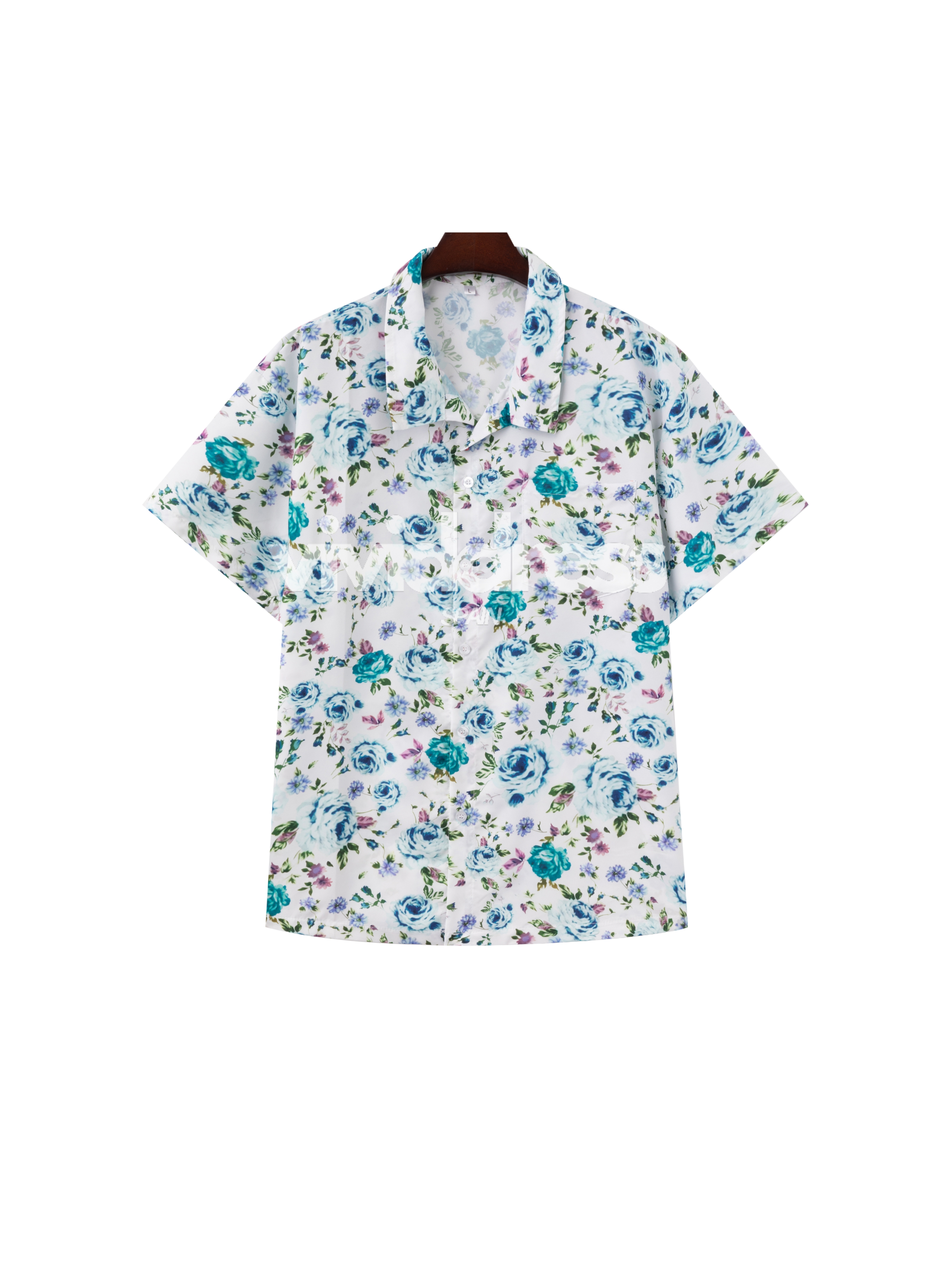 Men's Casual Flowers Print Beach Hawaiian Holiday Short Sleeve Shirt