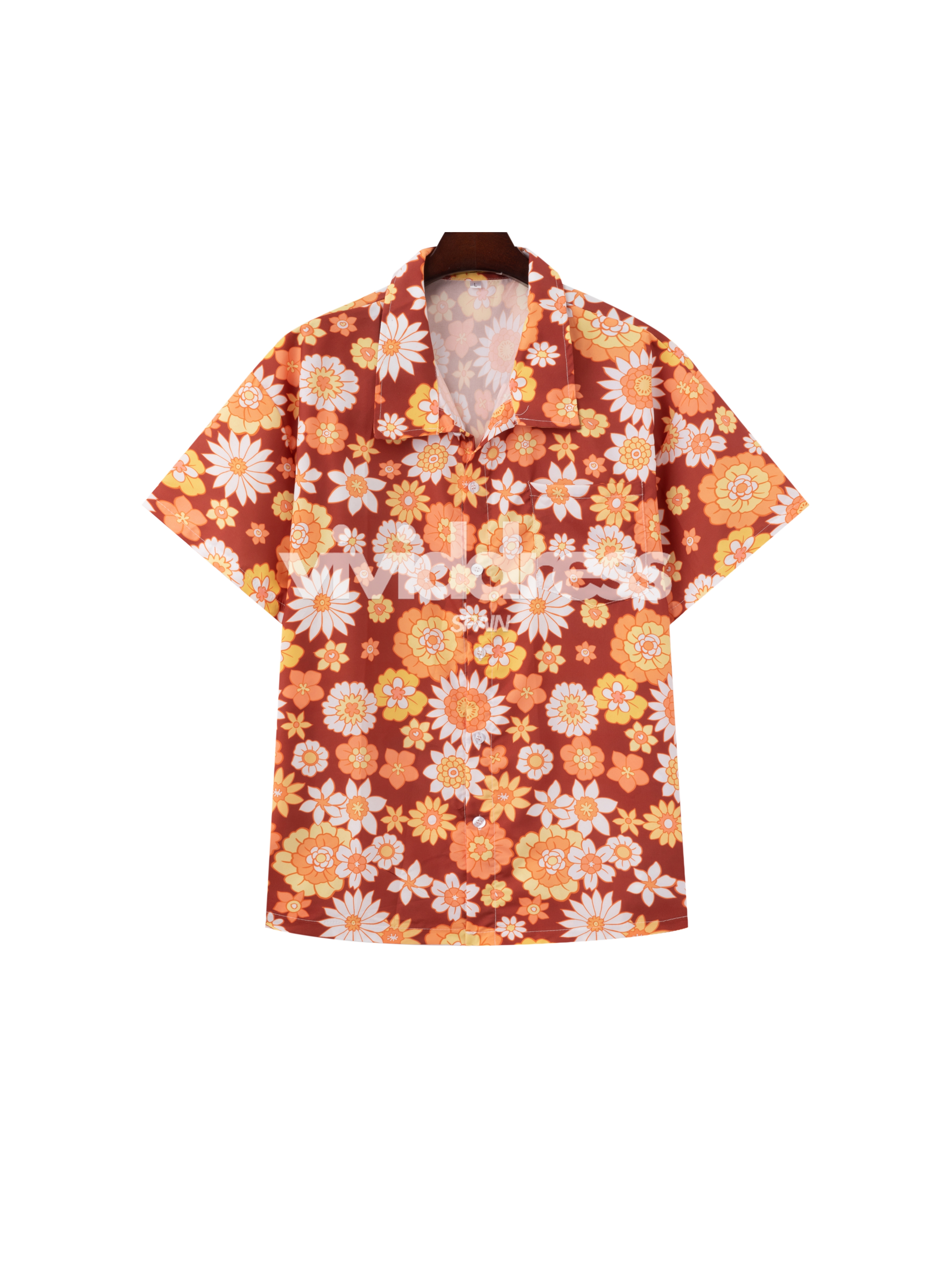 Men's Casual Flower Print Hawaiian Holiday Short Sleeve Shirt