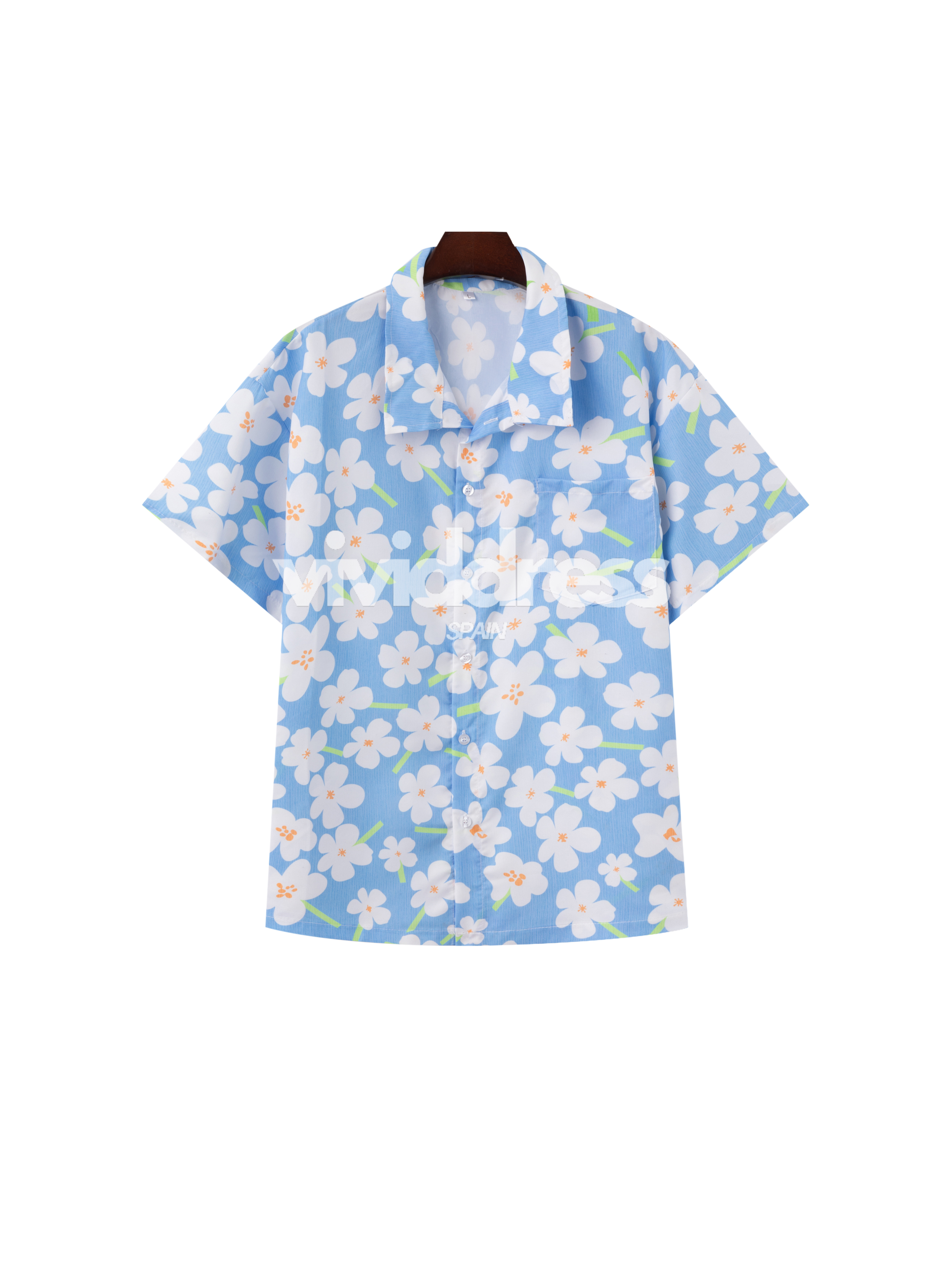 Men's Casual Flower Print Summer Holiday Short Sleeve Shirt