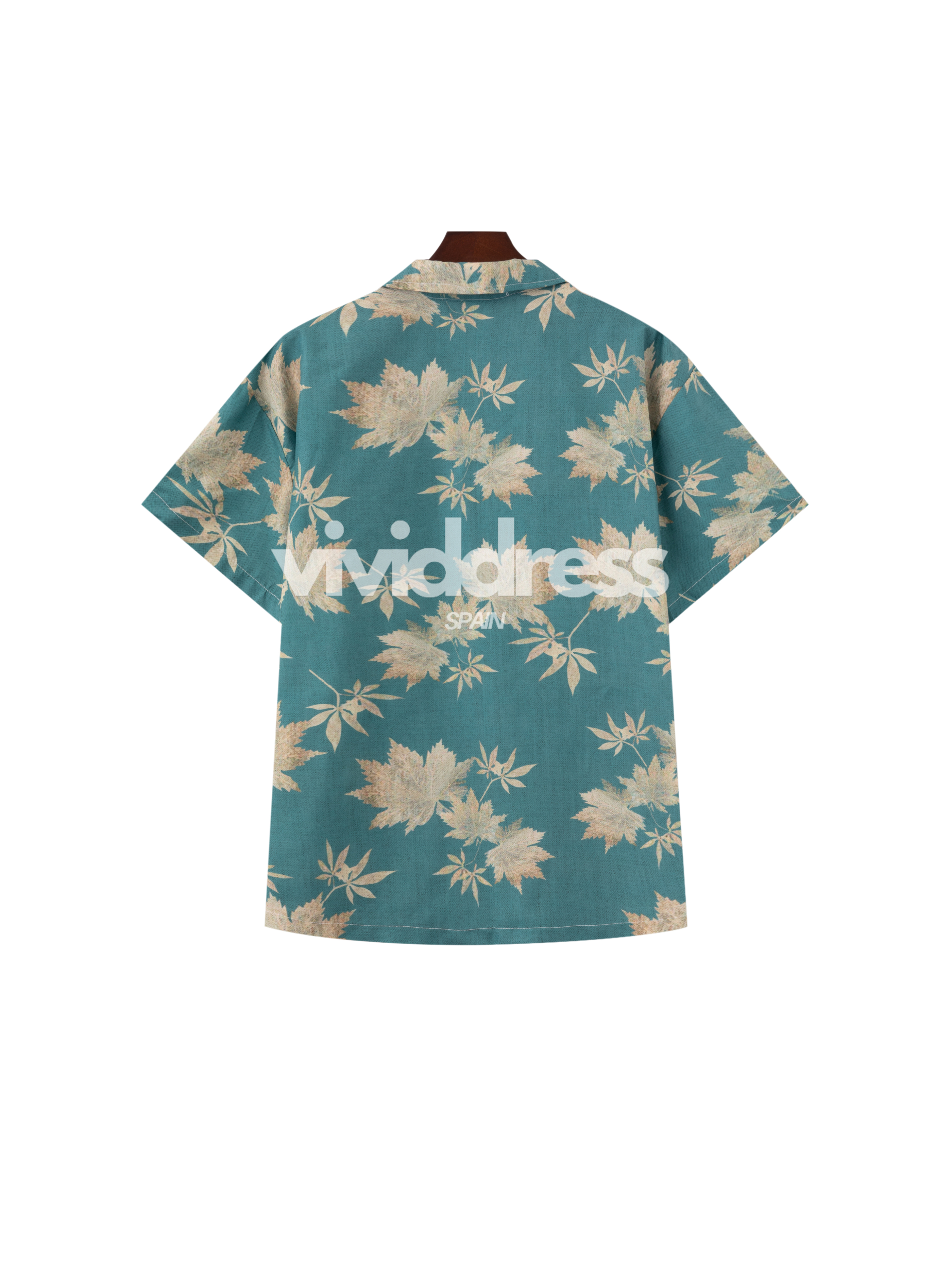 Men's Maple Leaf Print Beach Hawaiian Holiday Short Sleeve Shirt