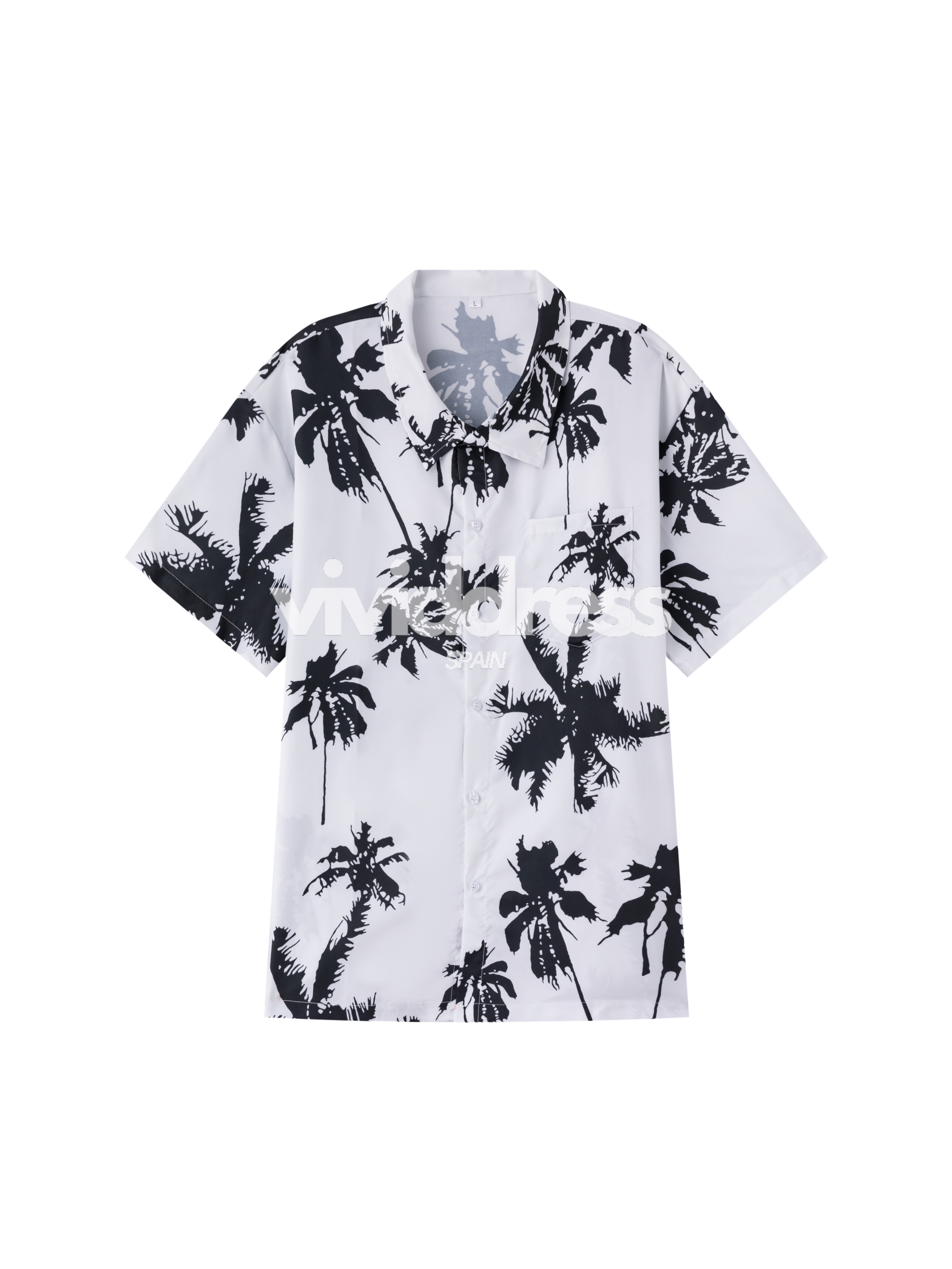 Men's Tropical Palm Tree Print Beach Hawaiian Holiday Short Sleeve Shirt