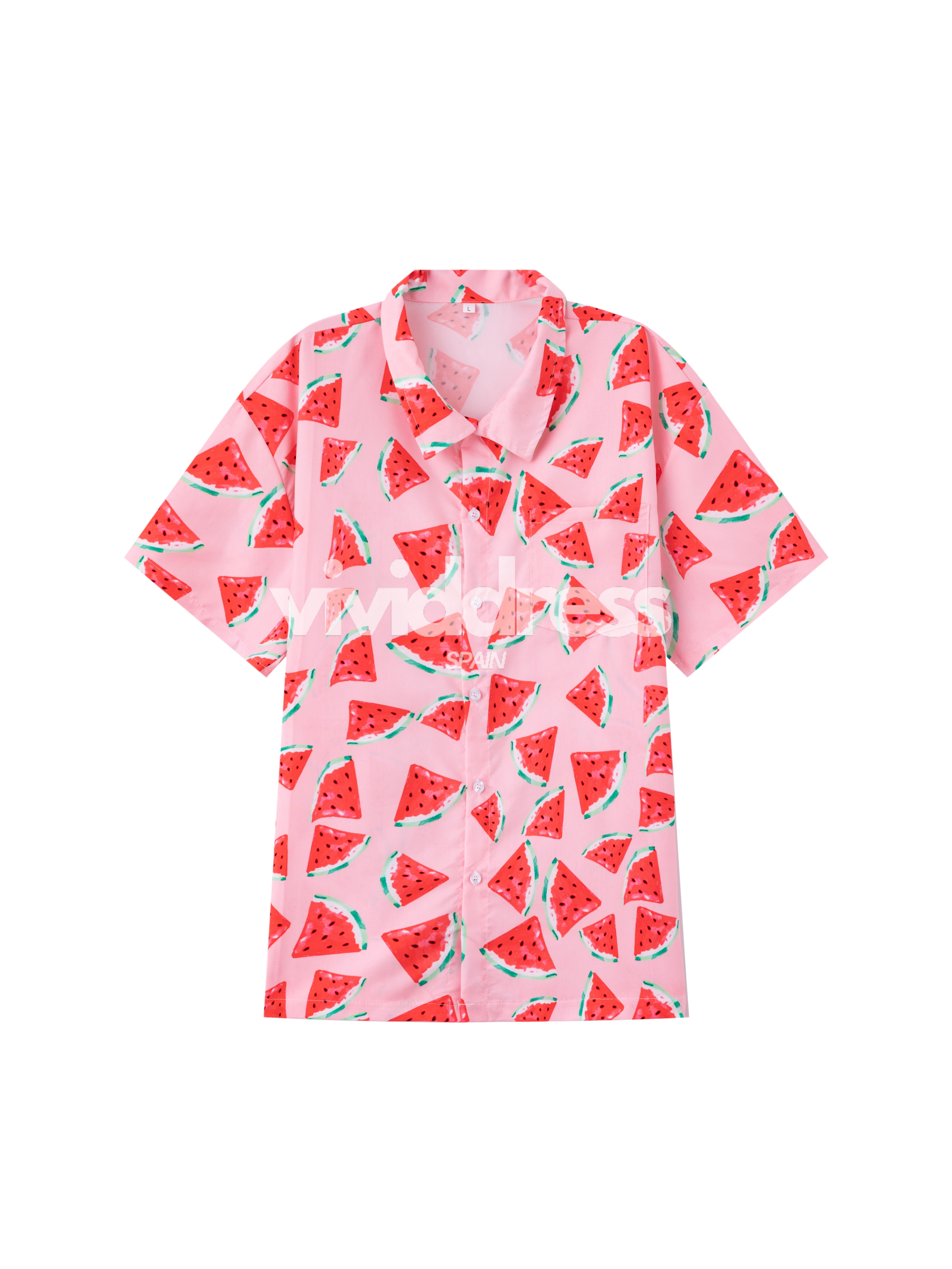 Men's Casual Watermelon Print Beach Summer Holiday Short Sleeve Shirt