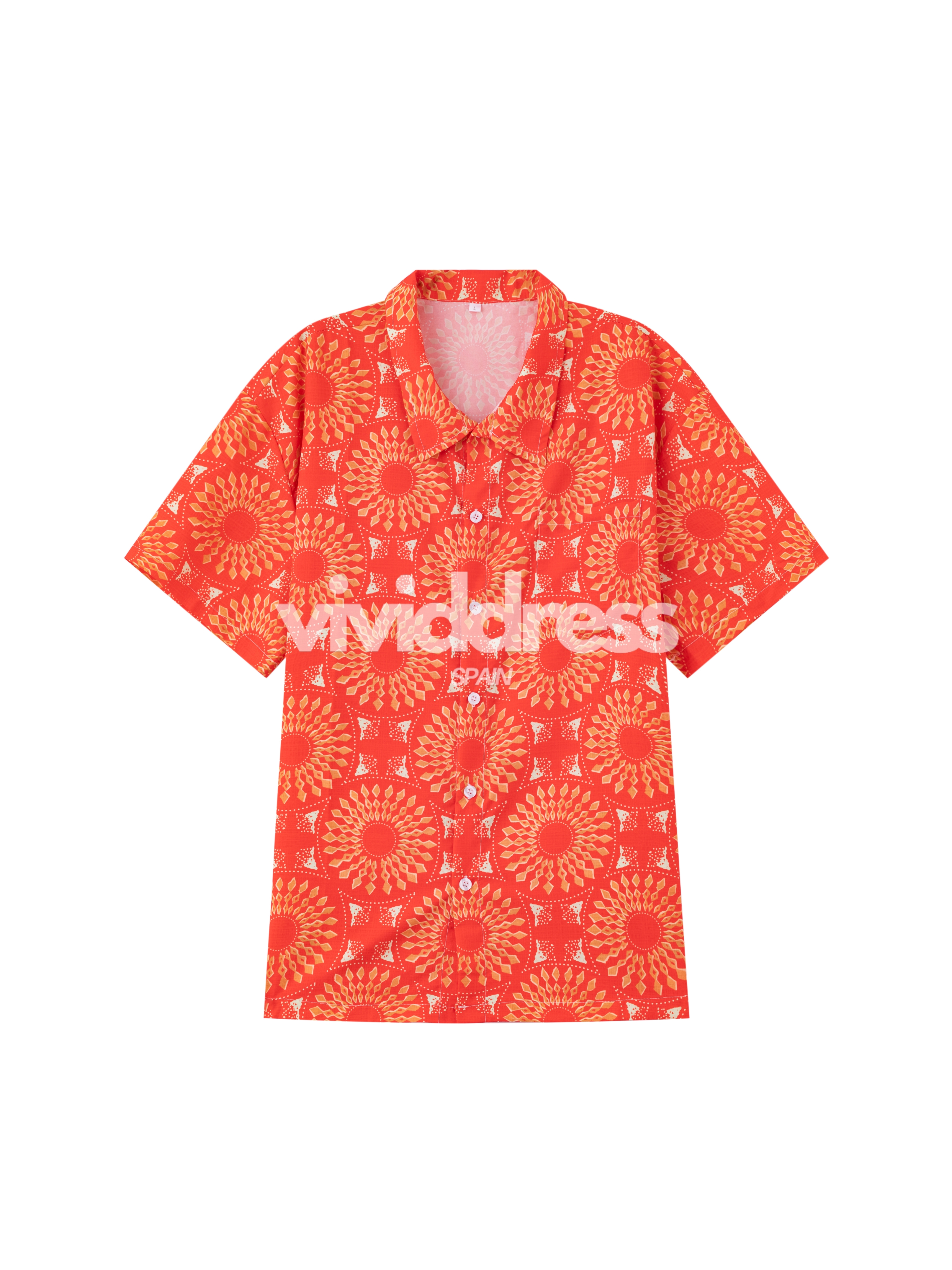 Men's Floral Print Orange Beach Summer Holiday Short Sleeve Shirt