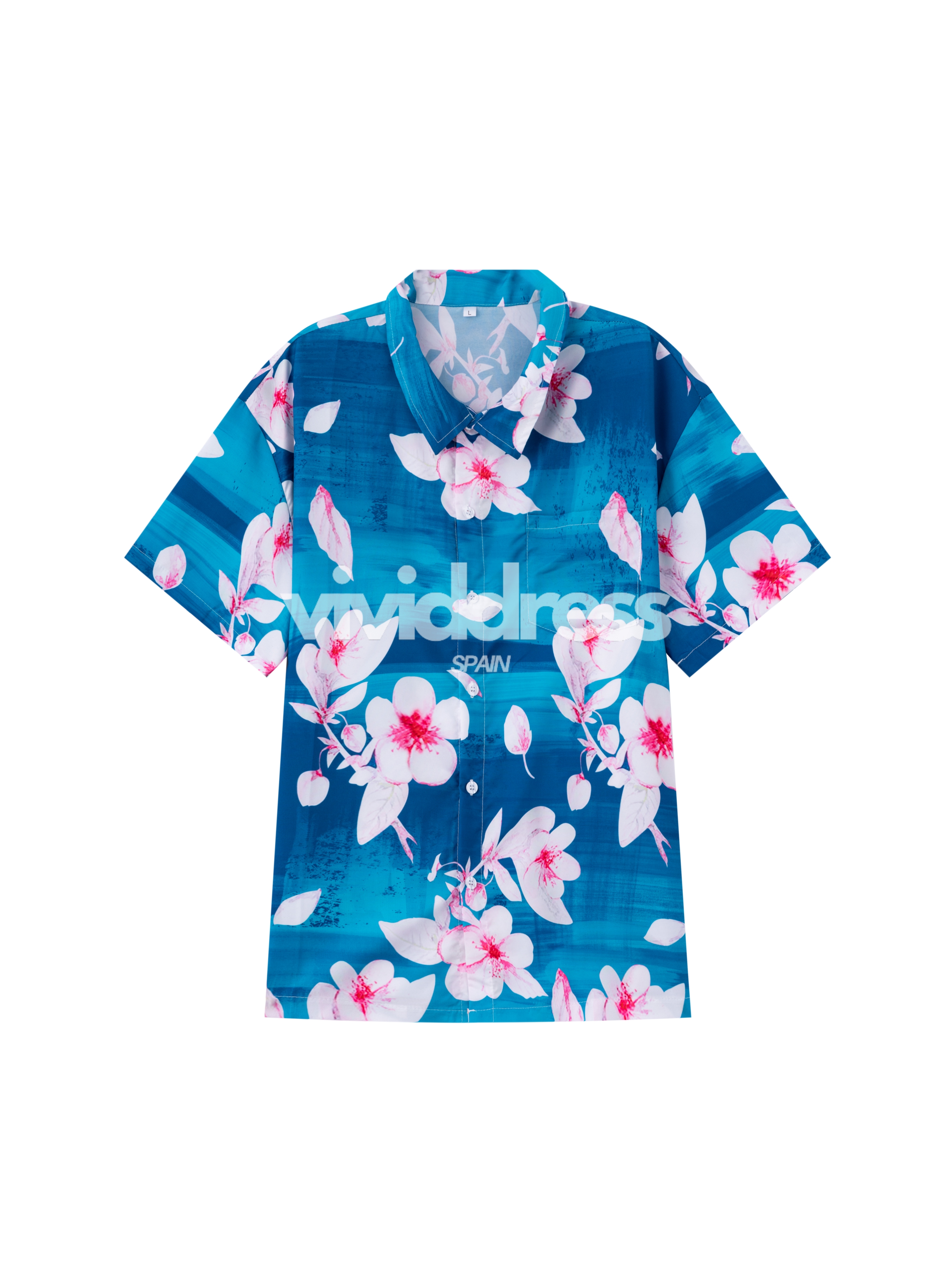 Men's Petal Print Beach Hawaiian Holiday Short Sleeve Shirt