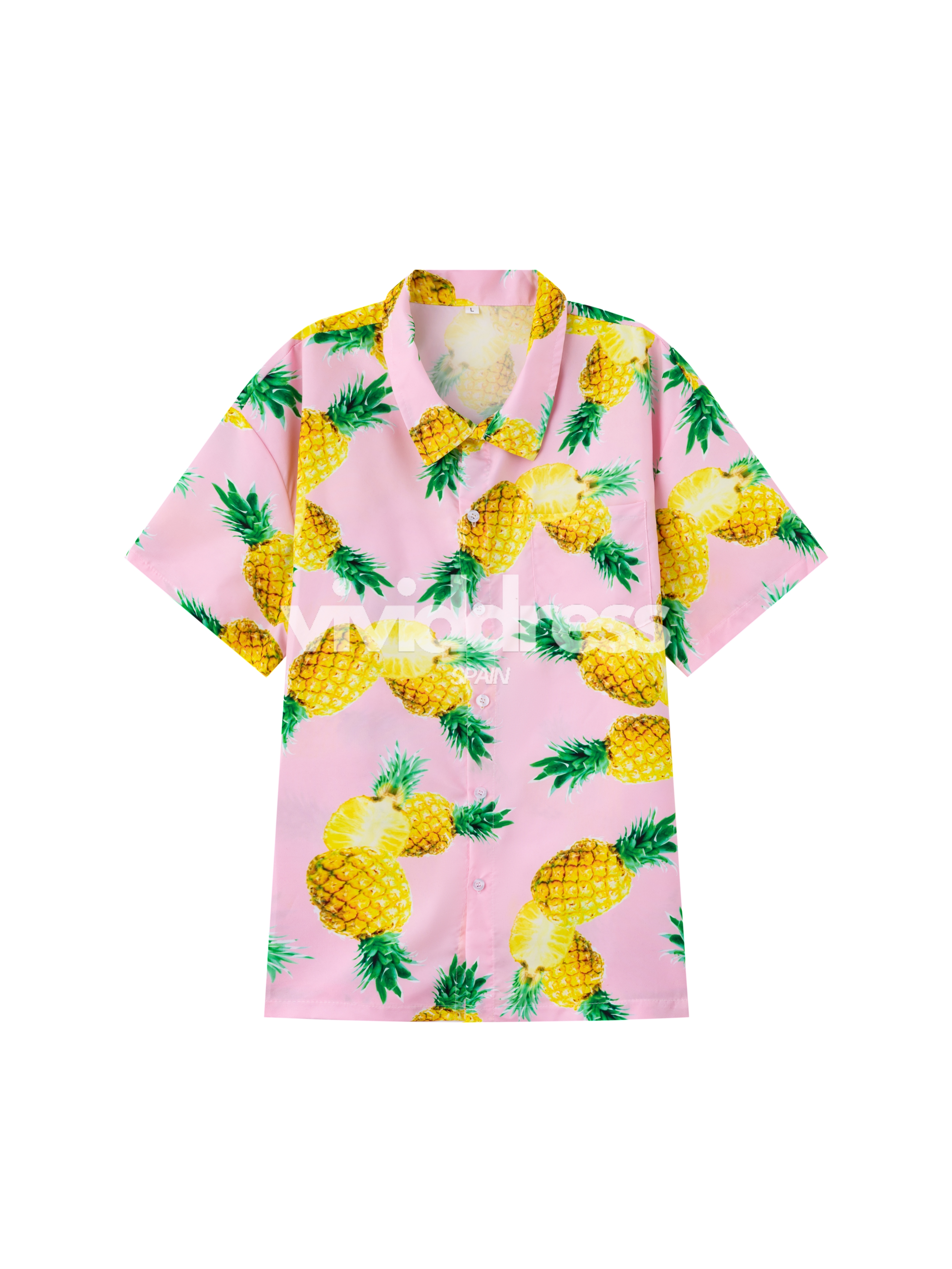 Men's Pineapple Print Beach Summer Holiday Short Sleeve Shirt