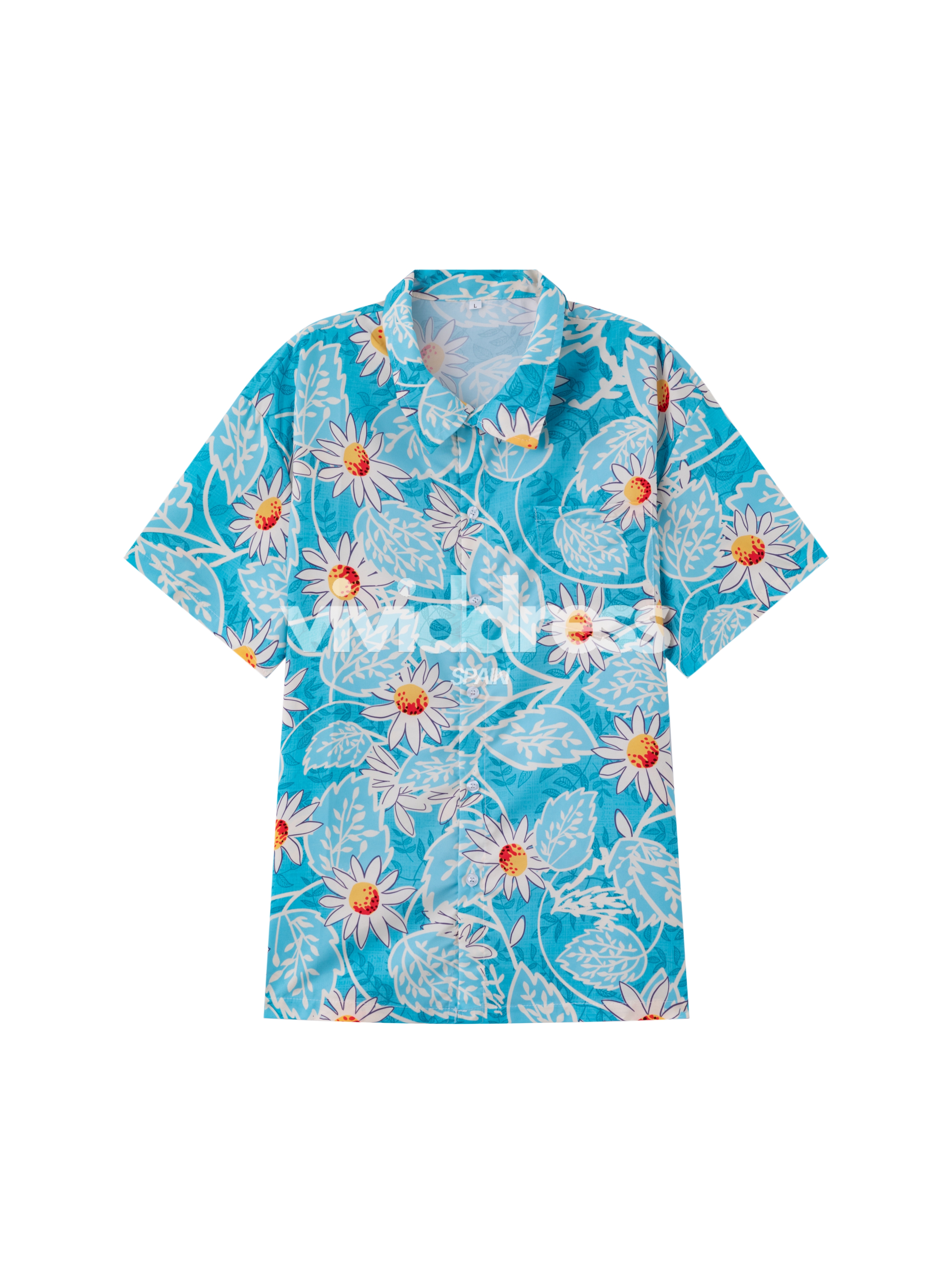 Men's Floral Print Blue Beach Summer Holiday Short Sleeve Shirt
