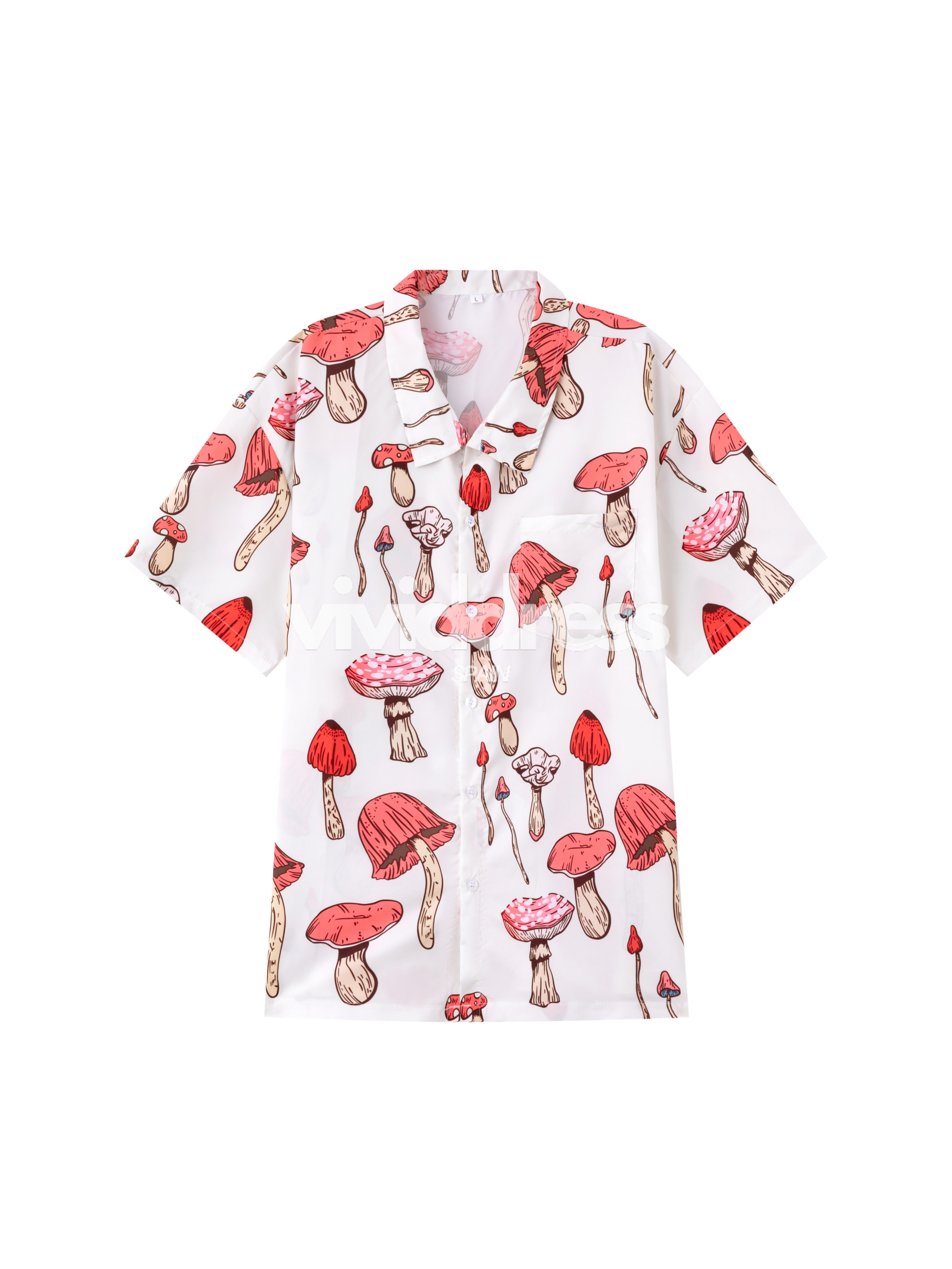 Men's Casual Mushroom Print Beach Summer Holiday Short Sleeve Shirt