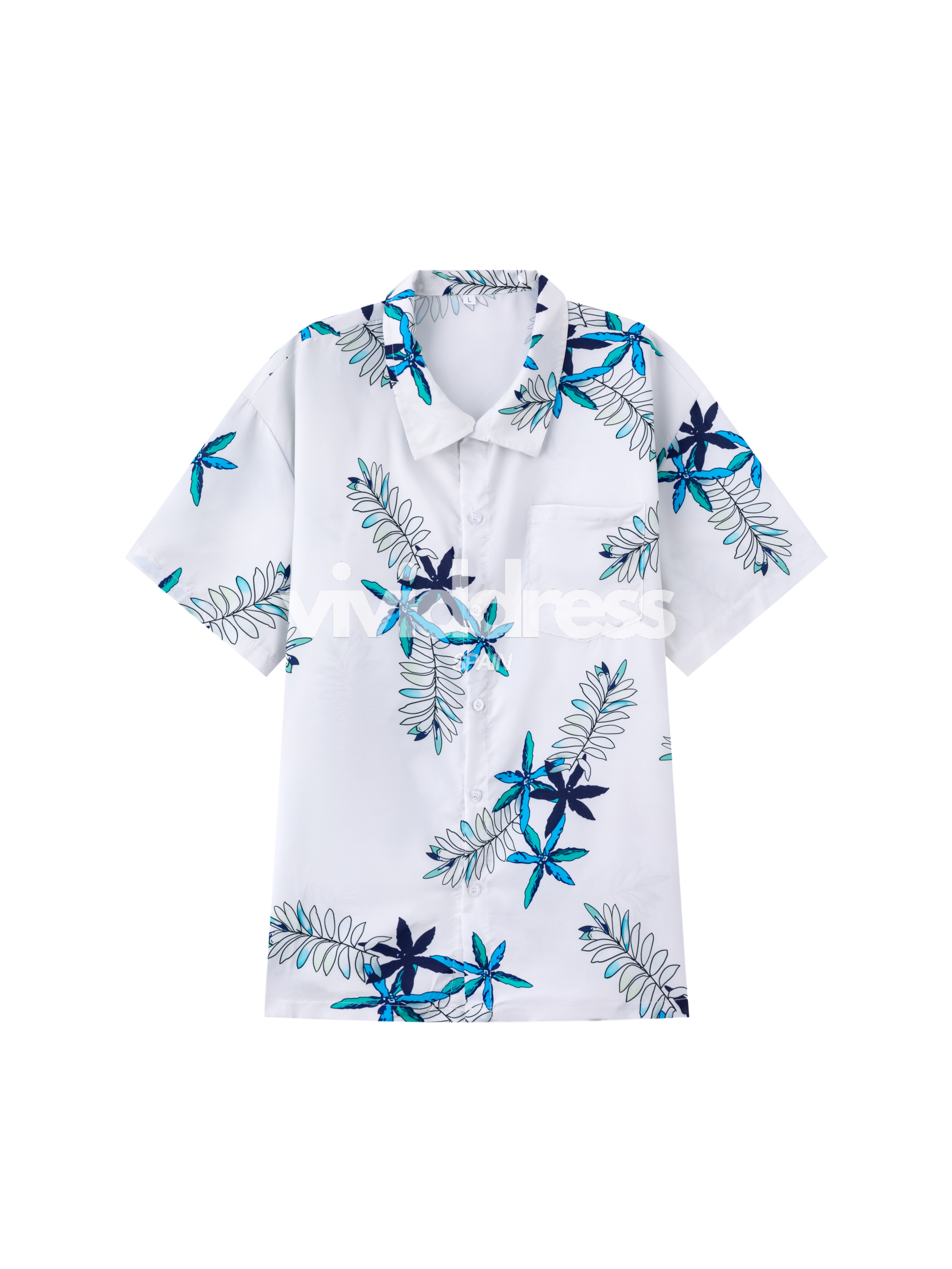 Men's Floral Print White Hawaiian Holiday Short Sleeve Shirt