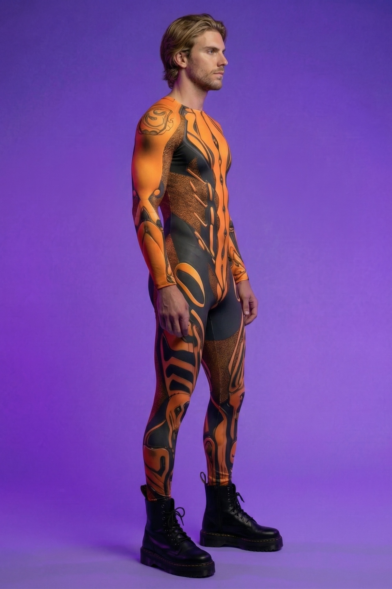 Futuristic Rave Orange Bodysuit AS002