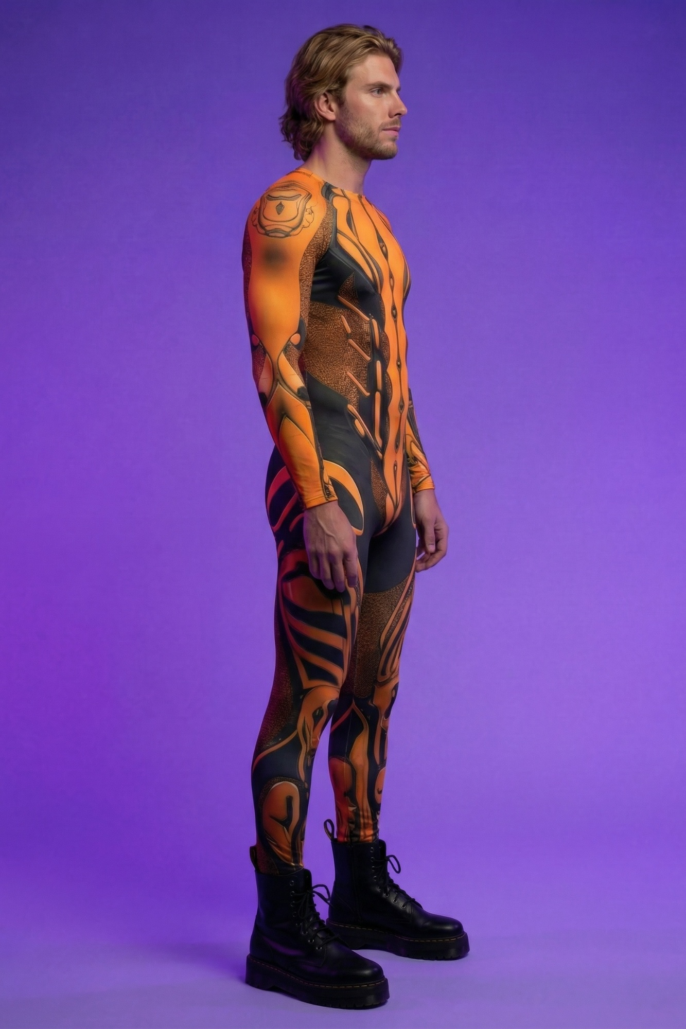 Futuristic Rave Orange Bodysuit AS002