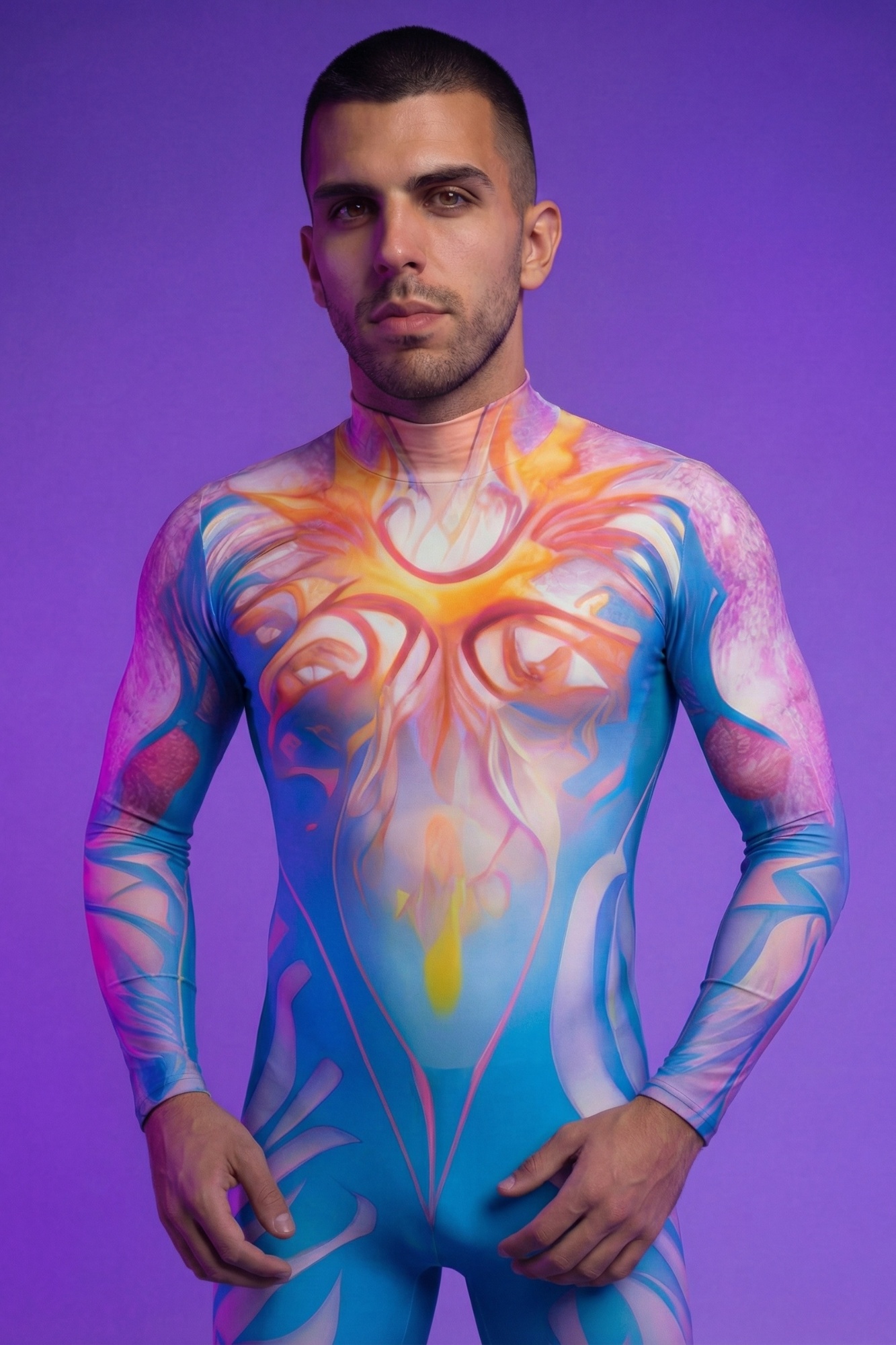 Rave Psychedelic Print Bodysuit AS004