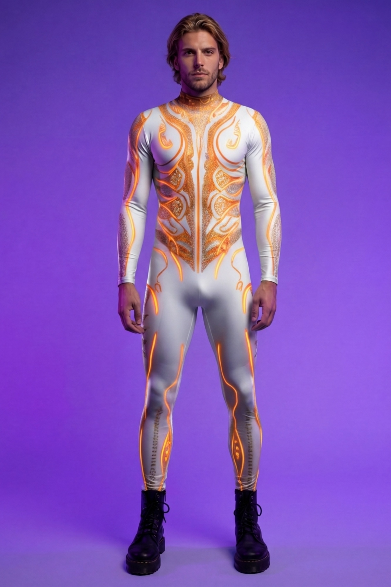 Rave God Gold Glowing Bodysuit AS012