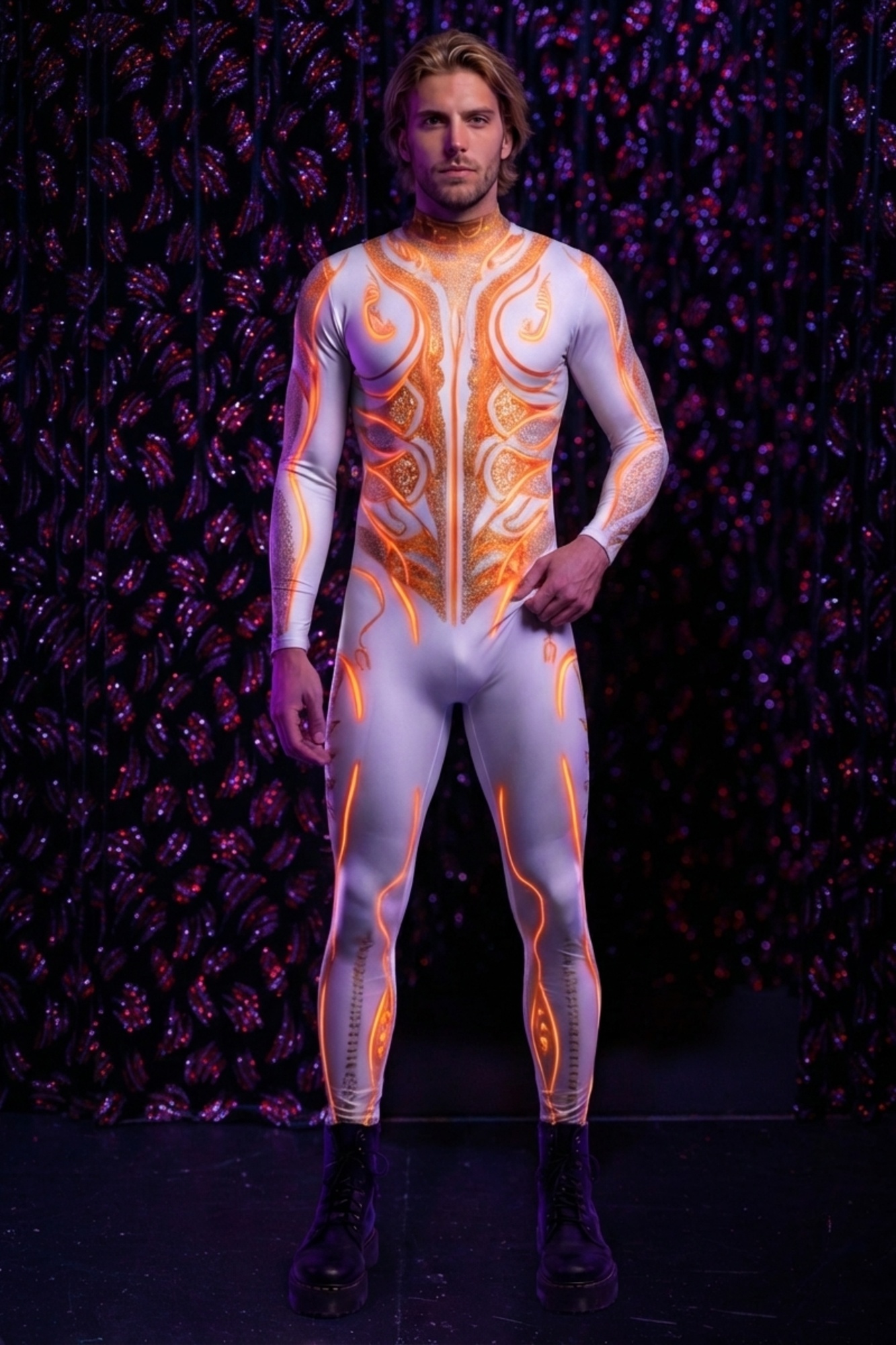 Rave God Gold Glowing Bodysuit AS012