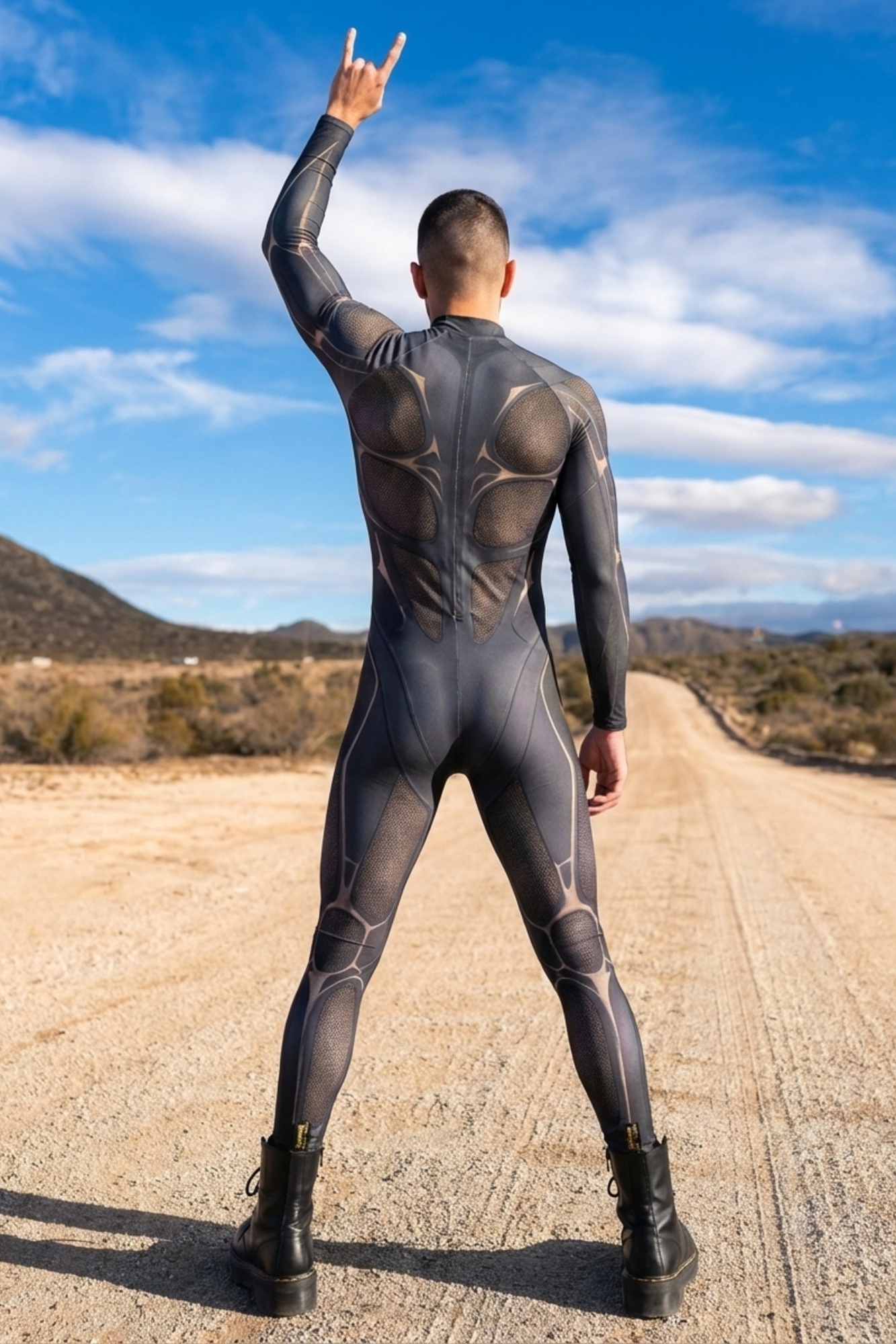 Cybernetic Warrior Mesh Panel Bodysuit AS066