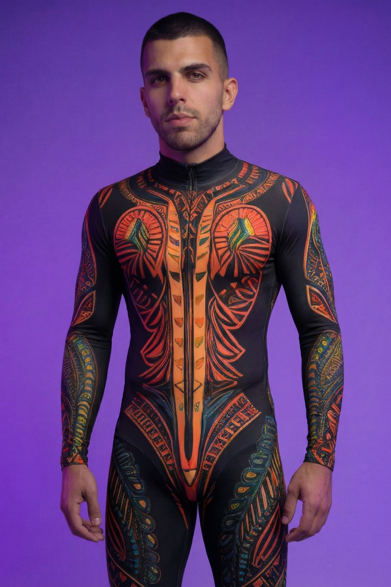 Tribal Warrior Tribal Print Bodysuit AS102