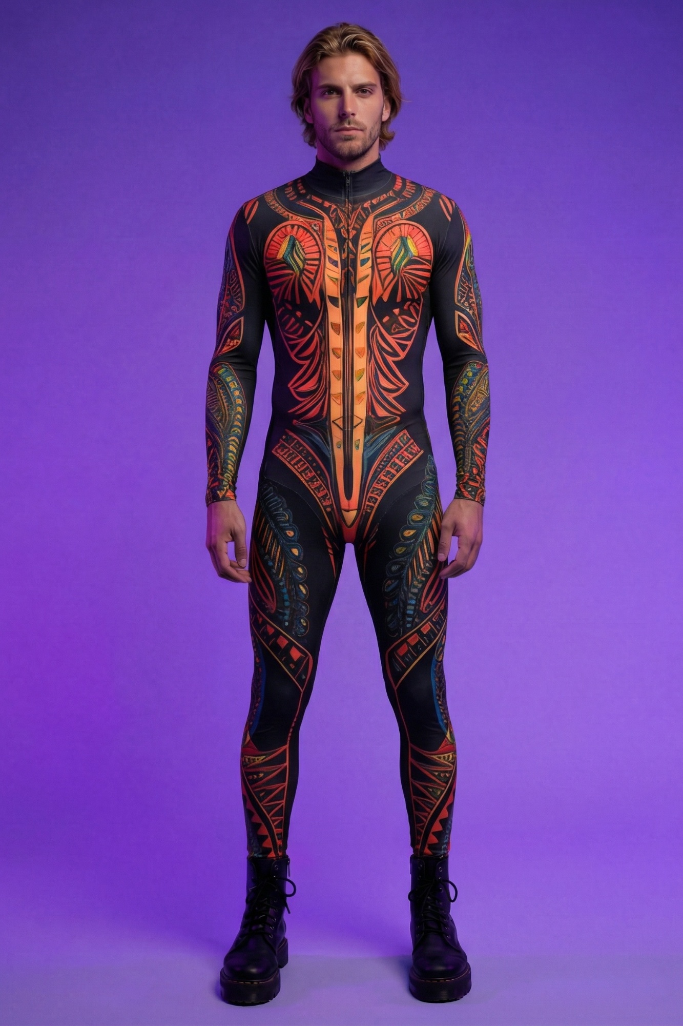 Tribal Warrior Tribal Print Bodysuit AS102