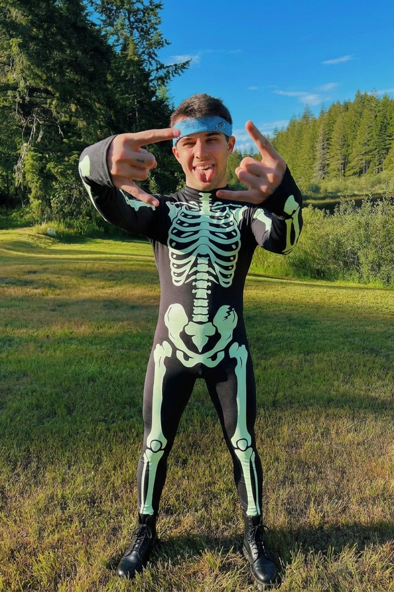 Rave Skeleton Bodysuit V0019