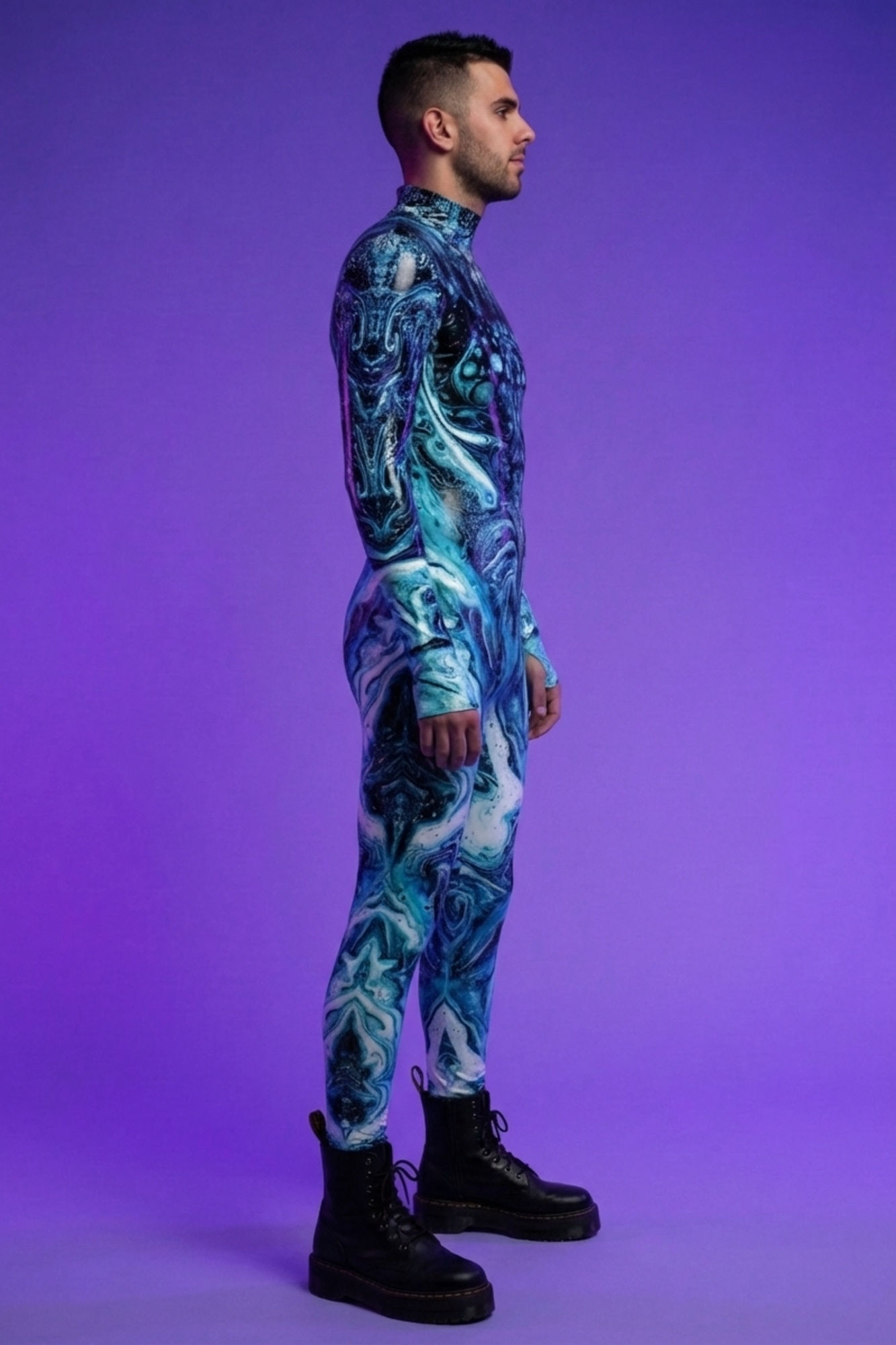 Euphoric Blue Marbled Bodysuit VV007