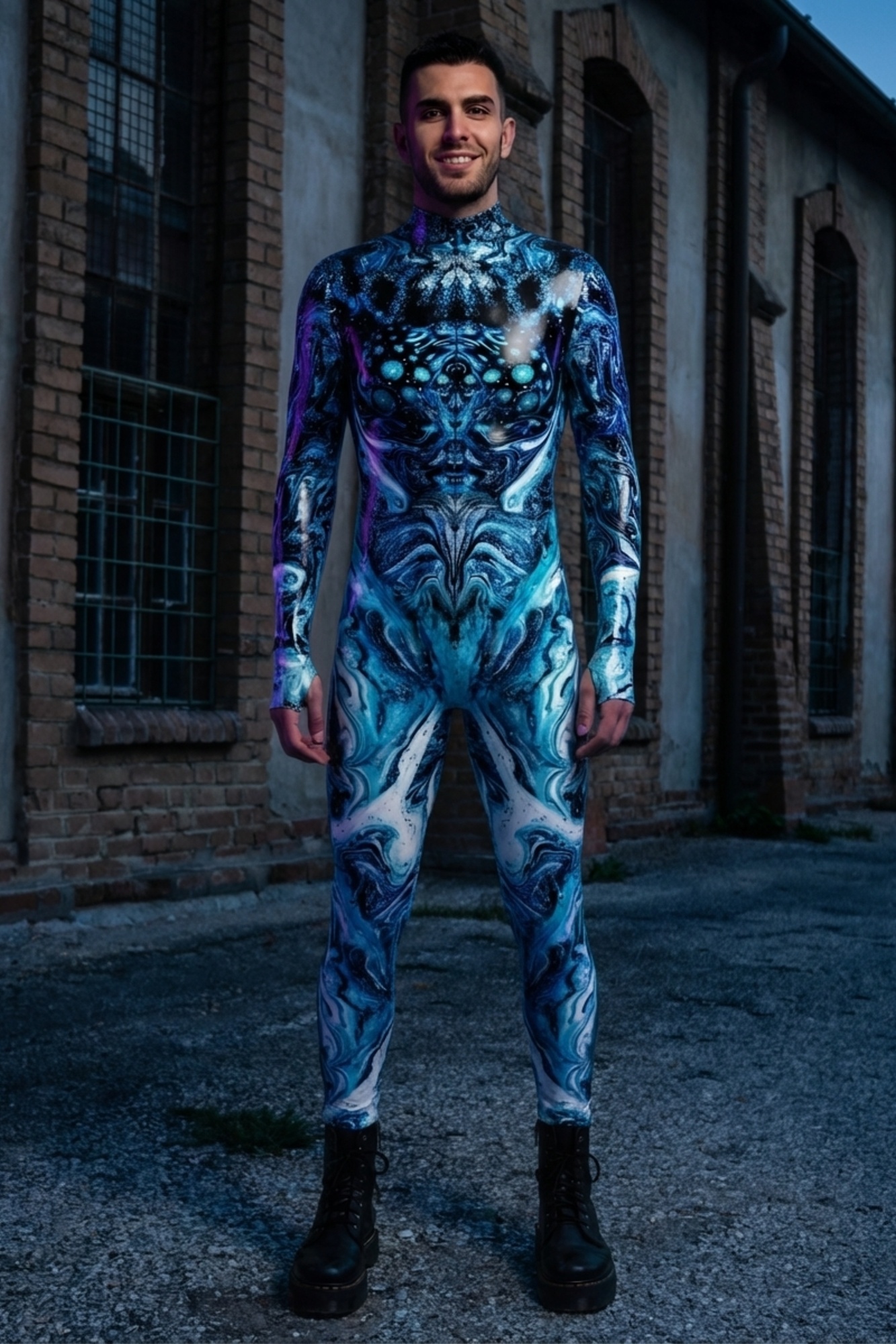 Euphoric Blue Marbled Bodysuit VV007