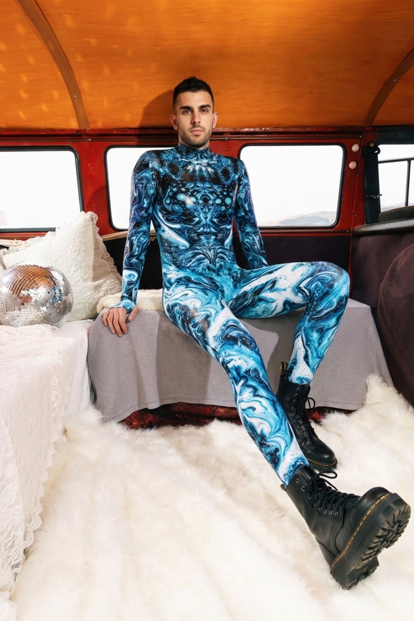 Euphoric Blue Marbled Bodysuit VV007