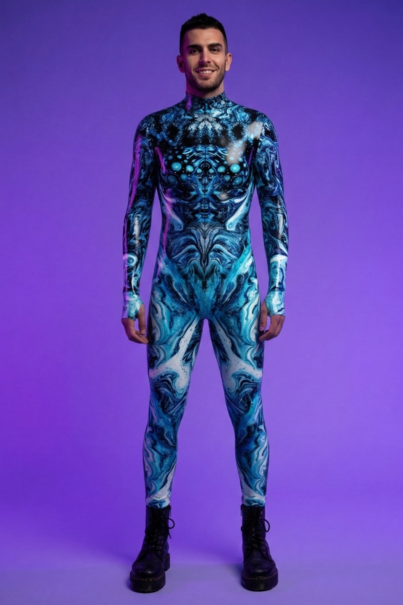 Euphoric Blue Marbled Bodysuit VV007