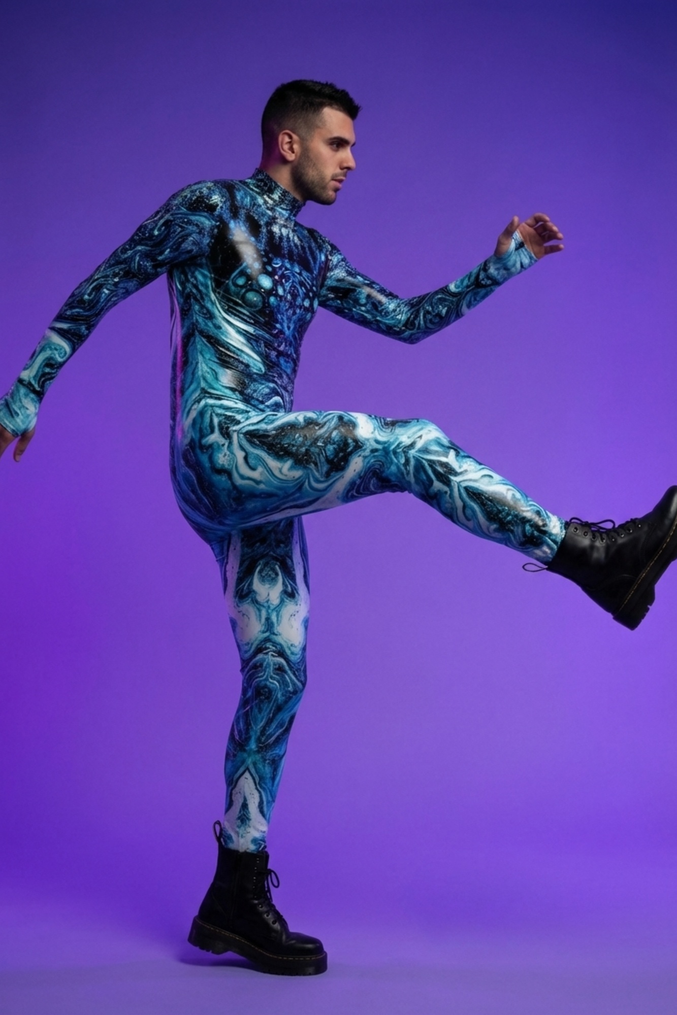 Euphoric Blue Marbled Bodysuit VV007