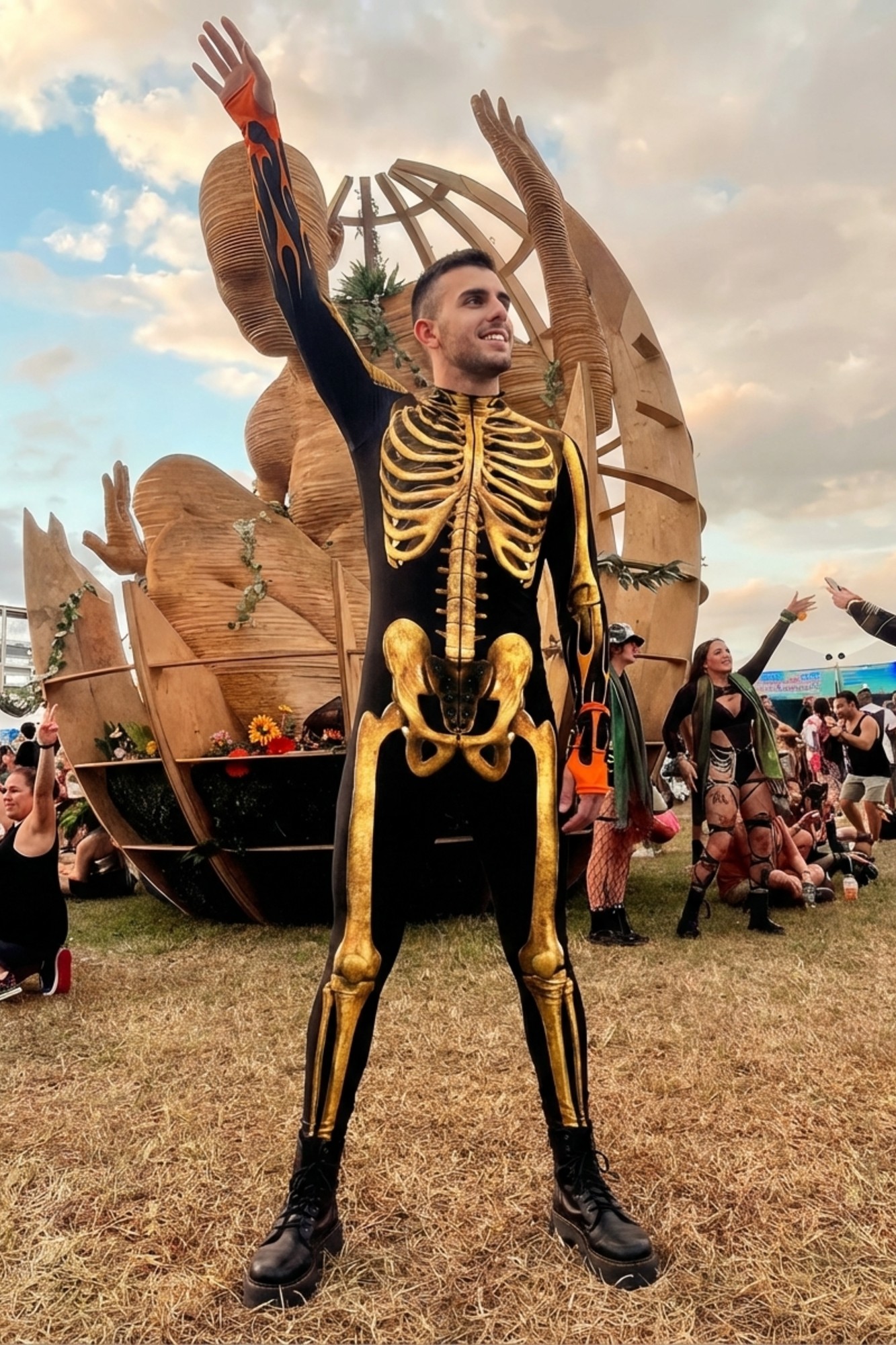 Gilded Festival Skeleton Bodysuit VV026