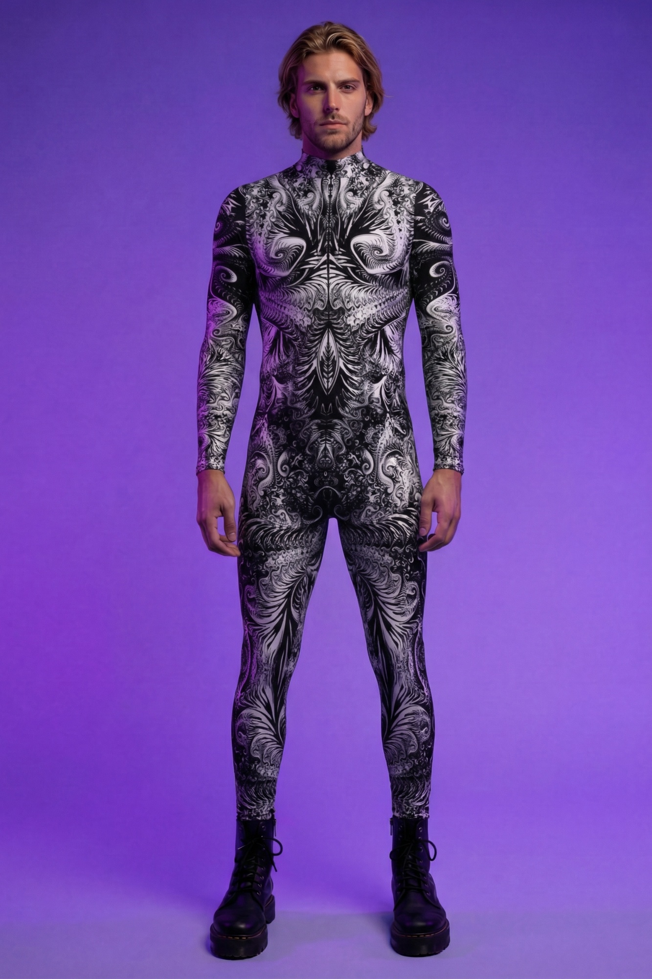 Hypnotic Fractal Print Bodysuit VV070