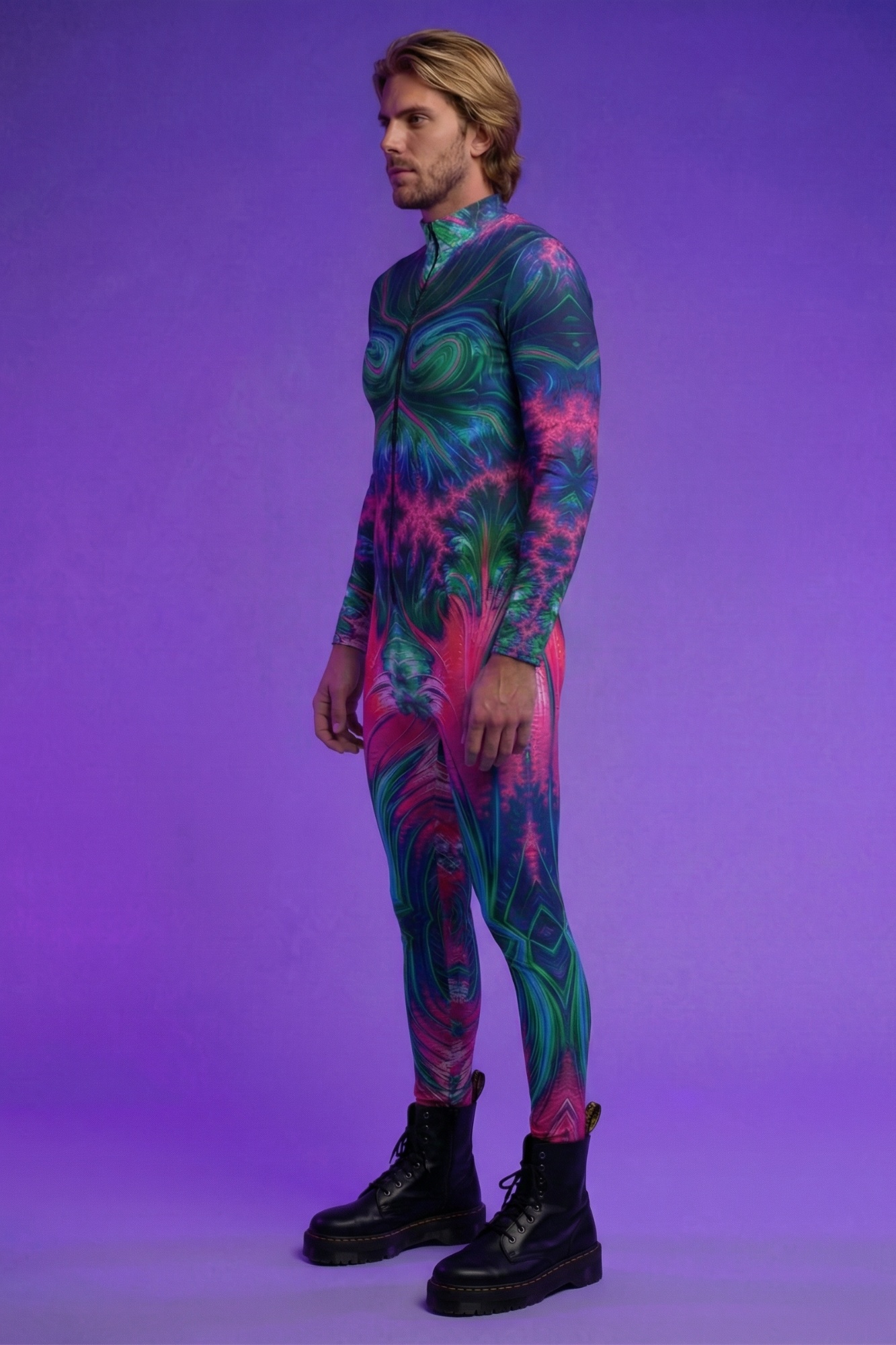 Euphoric Fractal Print Catsuit VV087