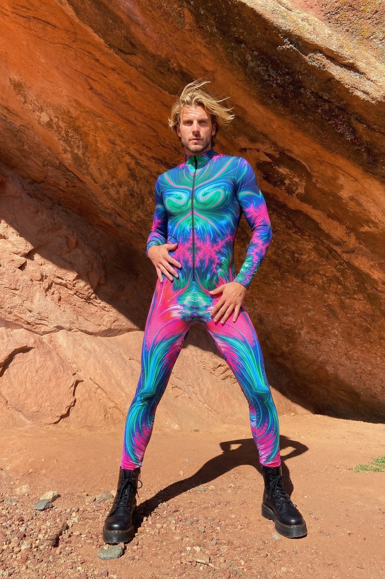 Euphoric Fractal Print Catsuit VV087