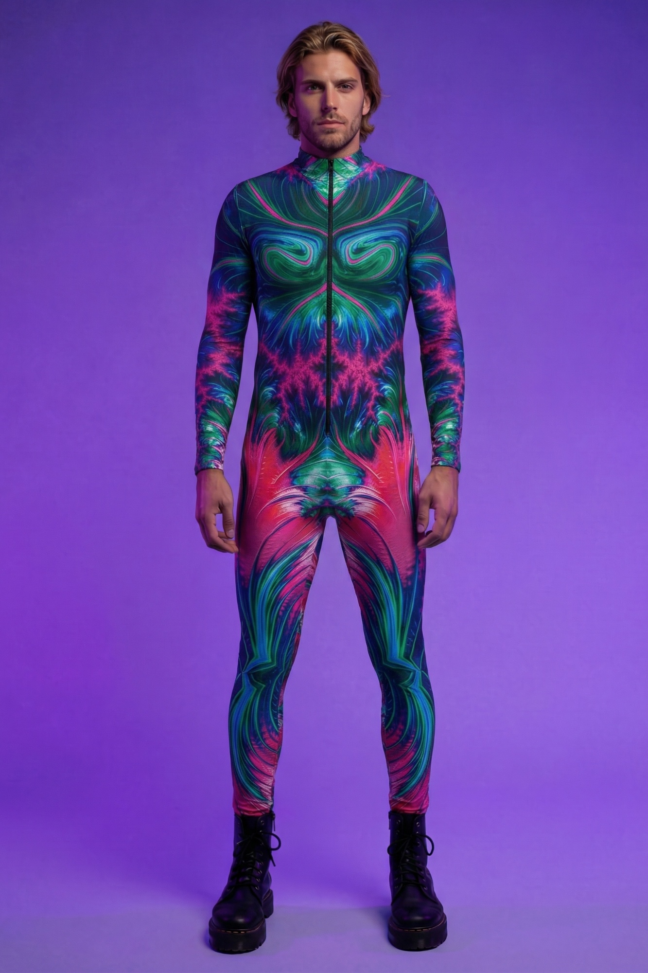 Euphoric Fractal Print Catsuit VV087