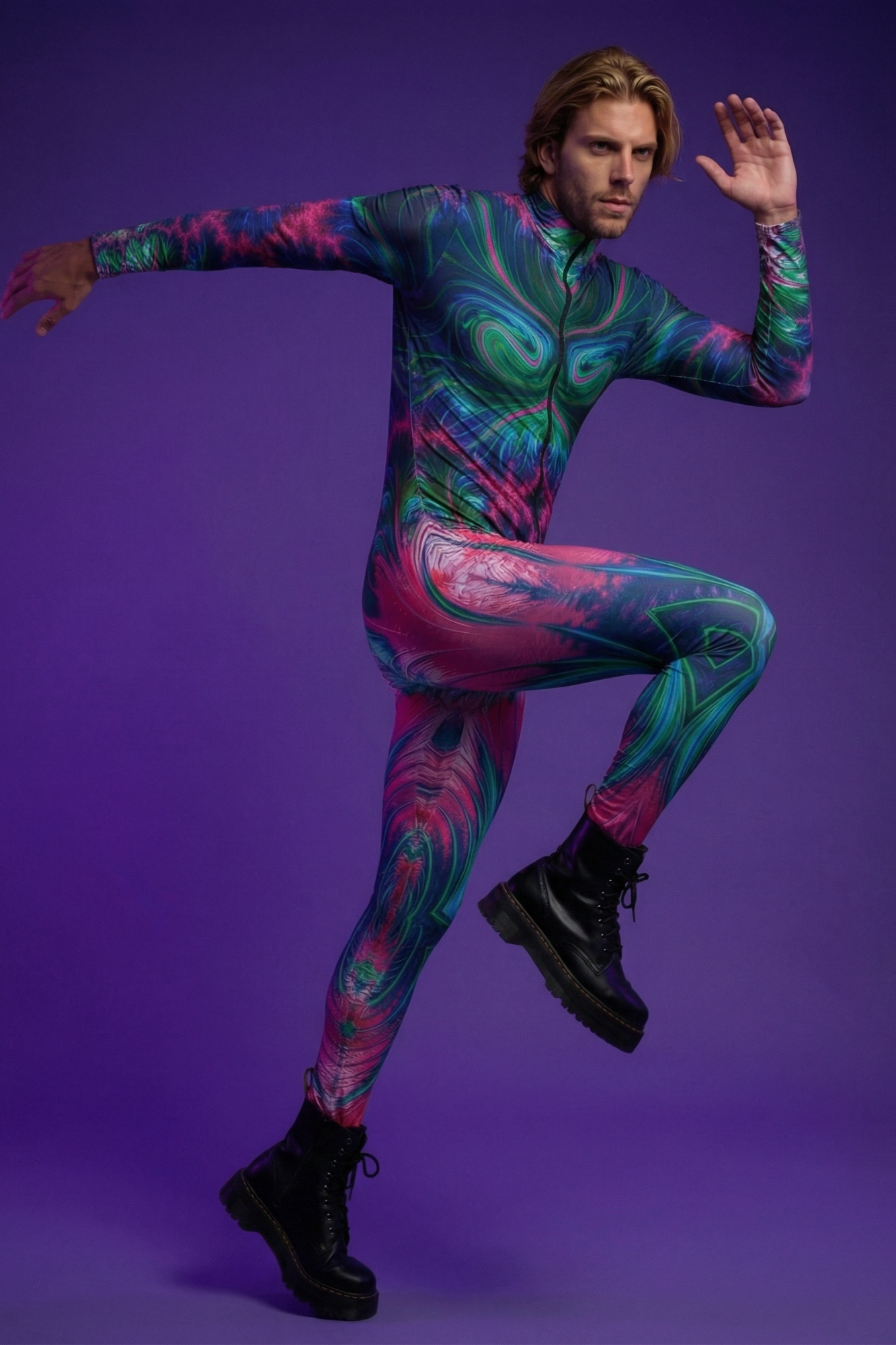 Euphoric Fractal Print Catsuit VV087