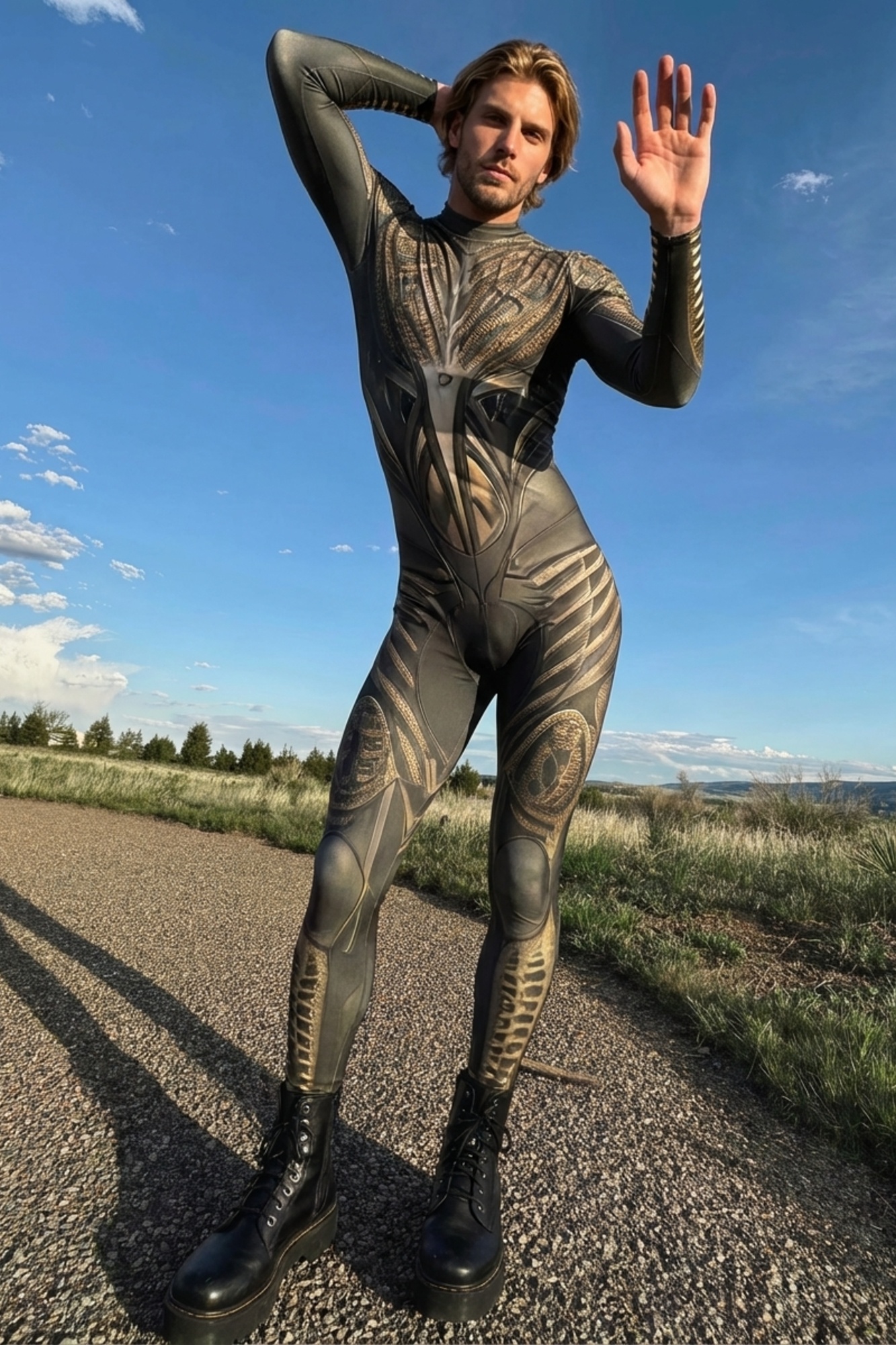 Cybernetic Nomad Printed Bodysuit VV251