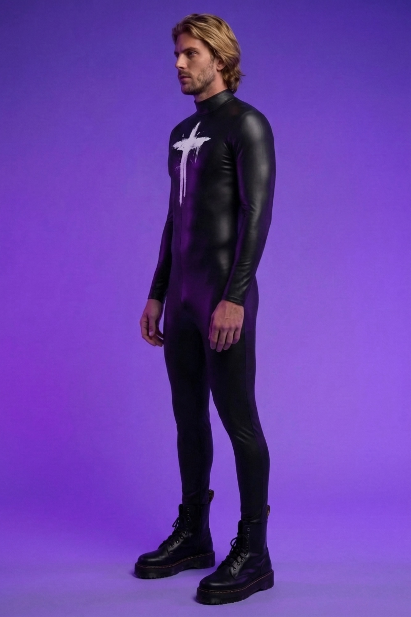 Neo-Messiah Faux Leather Bodysuit VV406