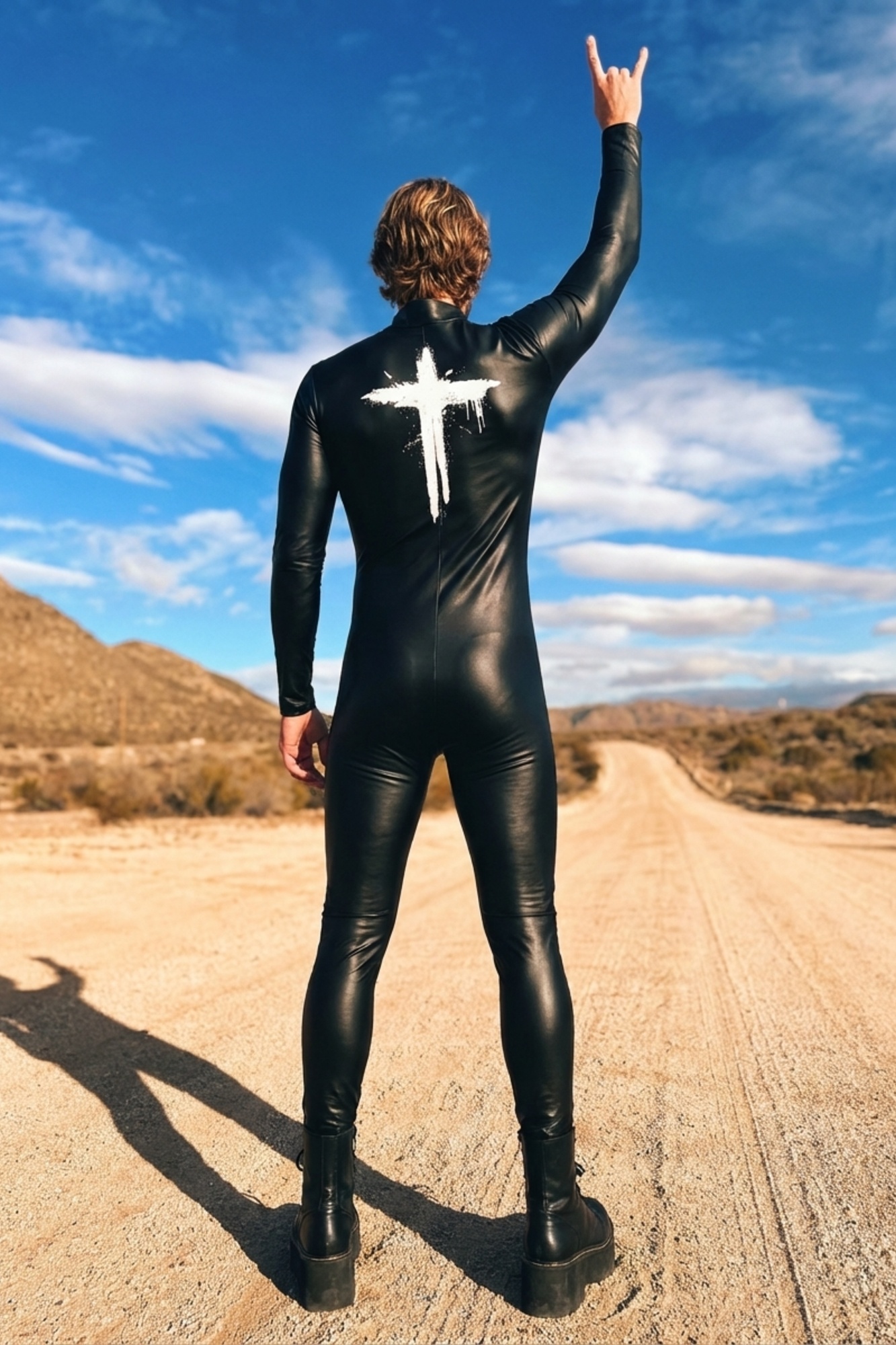 Neo-Messiah Faux Leather Bodysuit VV406