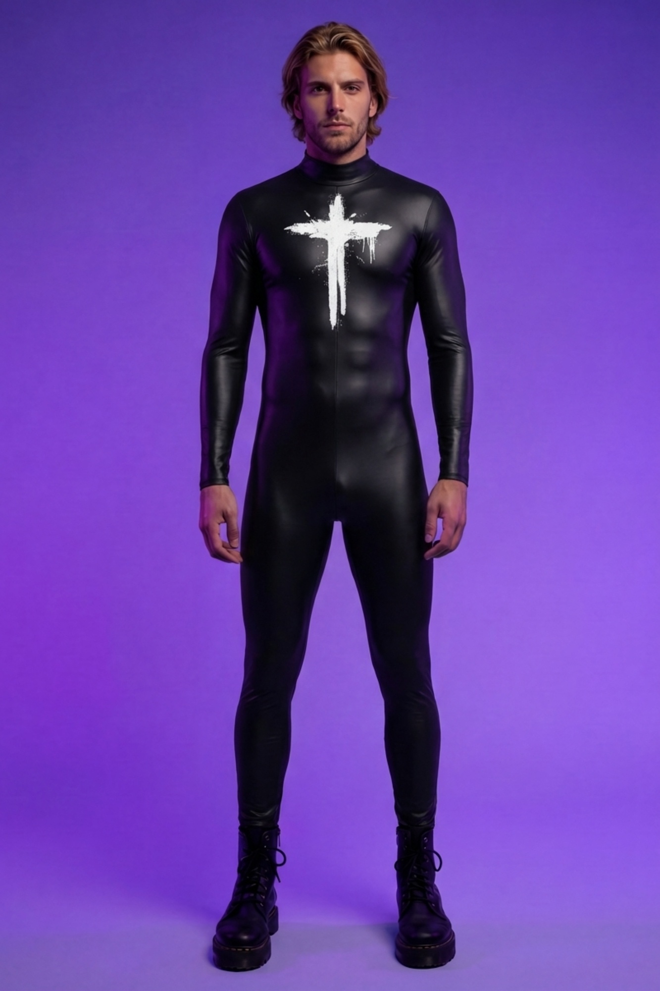 Neo-Messiah Faux Leather Bodysuit VV406