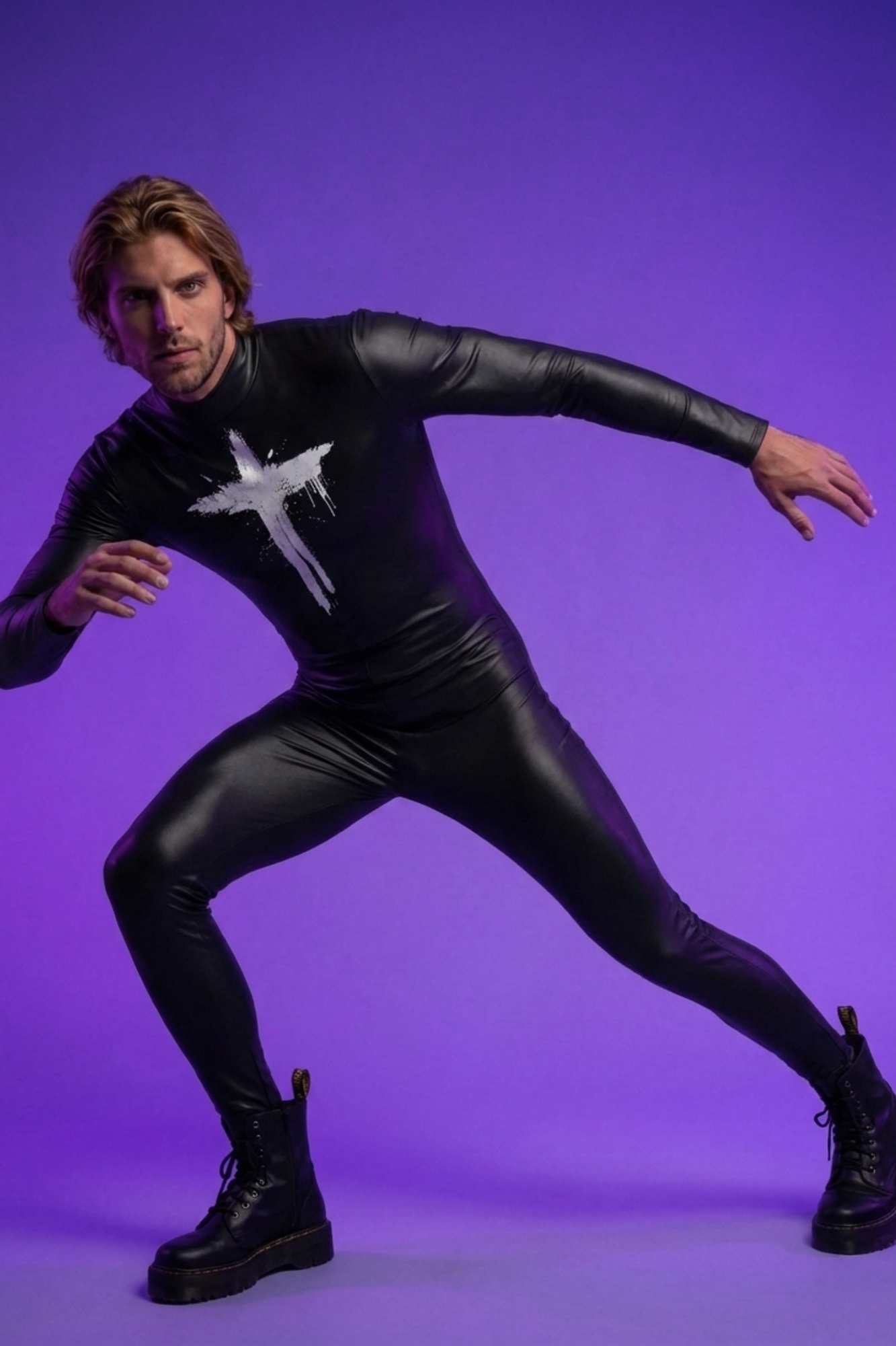 Neo-Messiah Faux Leather Bodysuit VV406