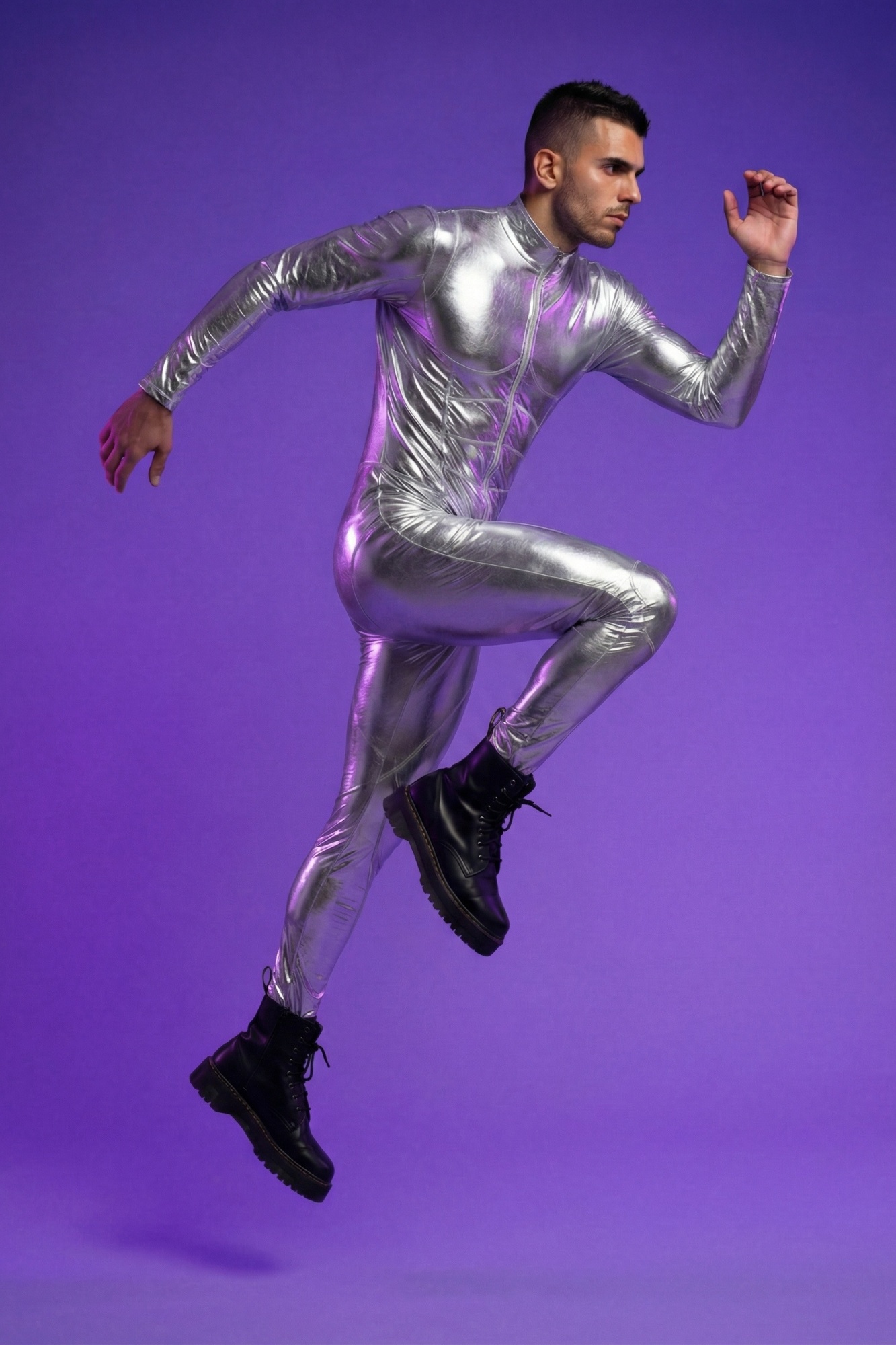 Cyberpunk Silver Metallic Bodysuit VV597
