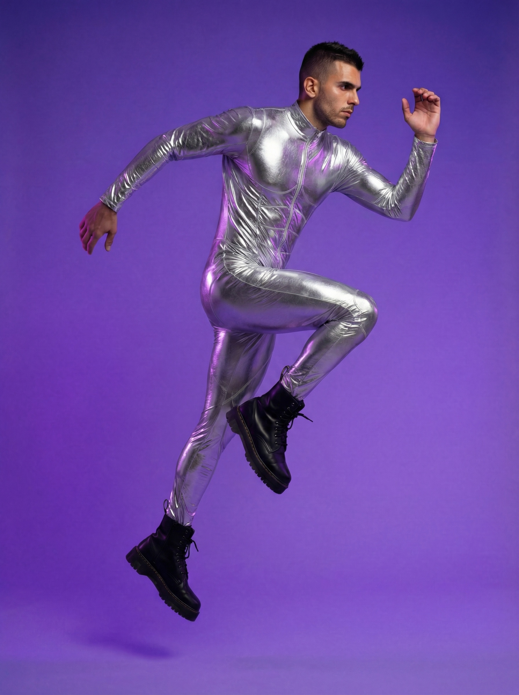 Silver Muscle Bodysuit VV597