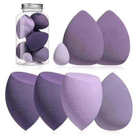 Makeup Sponge Set BS-MALL Blender Sponges 7 Pcs for Liquid, Cream, and Powder, Multi-colored with 1 Mini Makeup Sponge Pink (F-PinkGrey)