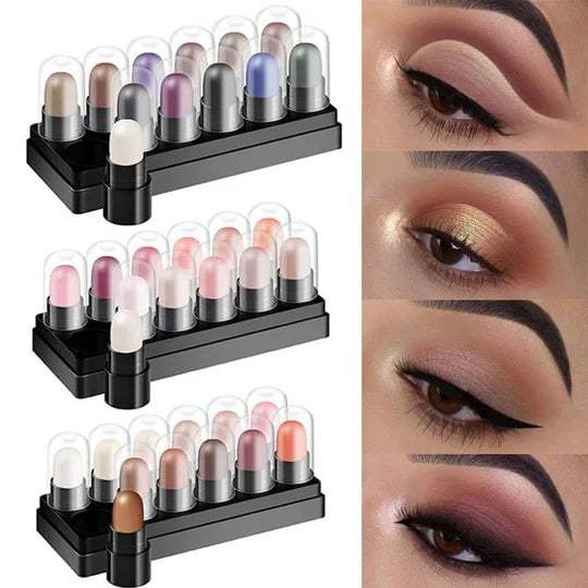 🎁2024 New Year Hot Sale🎁Eye pencil set 12 couleurs imperméable long lasting water Glitter Shimmer Eye Shadow Pen