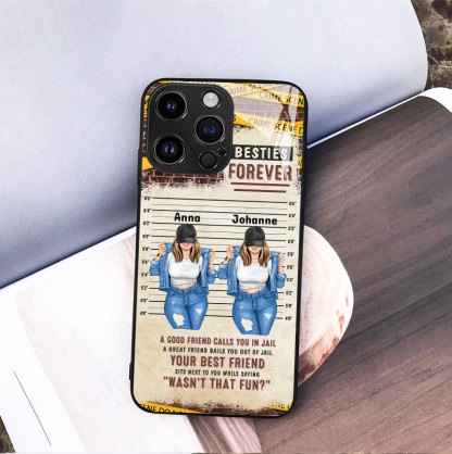 Maßgeschneiderte personalisierte Bestie Handyhüllen Geschenkideen für Besties Schwestern Girl’s Partner in Crime iPhone und Samsung Handyhüllen