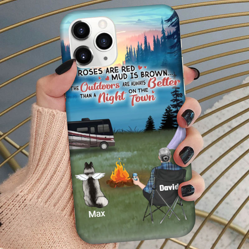 Maßgeschneiderte personalisierte Nachtcamping Handyhülle Vatertagsgeschenk für Campingliebhaber
