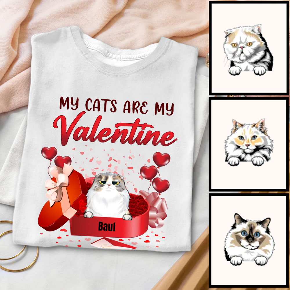 Valentinstagsgeschenk personalisiertes Katzen T-Shirt für Katzenliebhaber