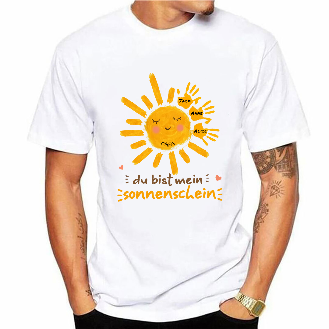 Du bist mein Sonnenschein Personalisiertes T-Shirt mit Sonnenhandabdruck
