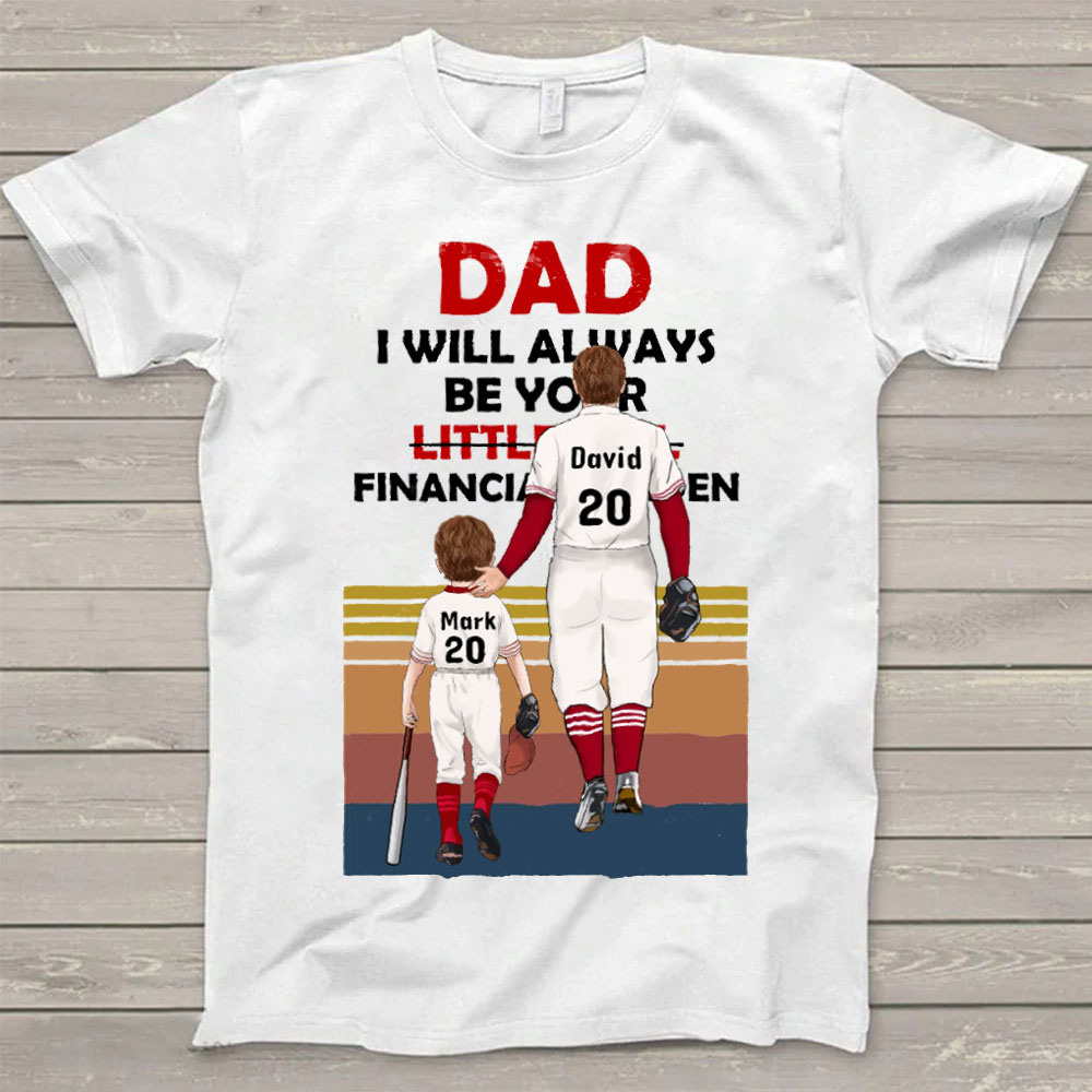 Maßgeschneidertes personalisiertes Baseball Vater Shirt kurzärmeliges T-Shirt Vatertagsgeschenkidee für Baseball-Liebhaber bester Baseball Vater
