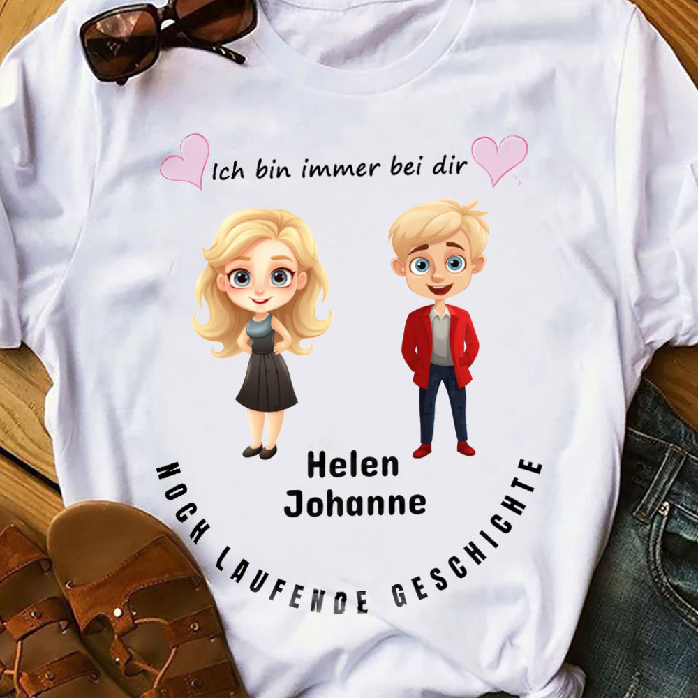 Maßgeschneidertes personalisiertes Paar Großeltern Jungen und Mädchen kurzärmeliges T-Shirt Valentinstagsgeschenk