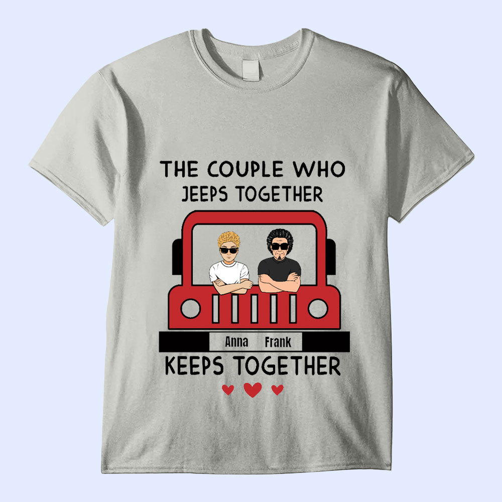 Maßgeschneiderte personalisierte Offroad Paar T-Shirts als Geschenk für Paare die Offroad Liebhaber sind