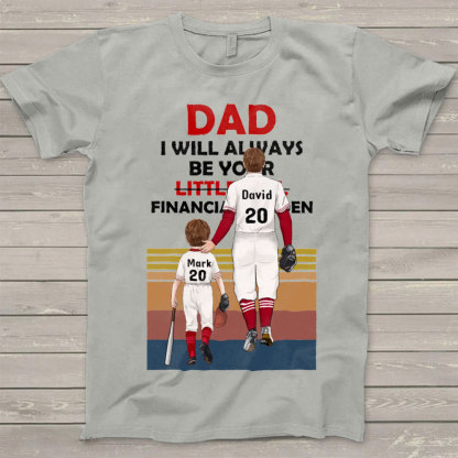 Maßgeschneidertes personalisiertes Baseball Vater Shirt kurzärmeliges T-Shirt Vatertagsgeschenkidee für Baseball-Liebhaber bester Baseball Vater