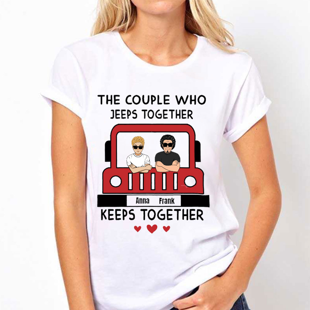 Maßgeschneiderte personalisierte Offroad Paar T-Shirts als Geschenk für Paare die Offroad Liebhaber sind